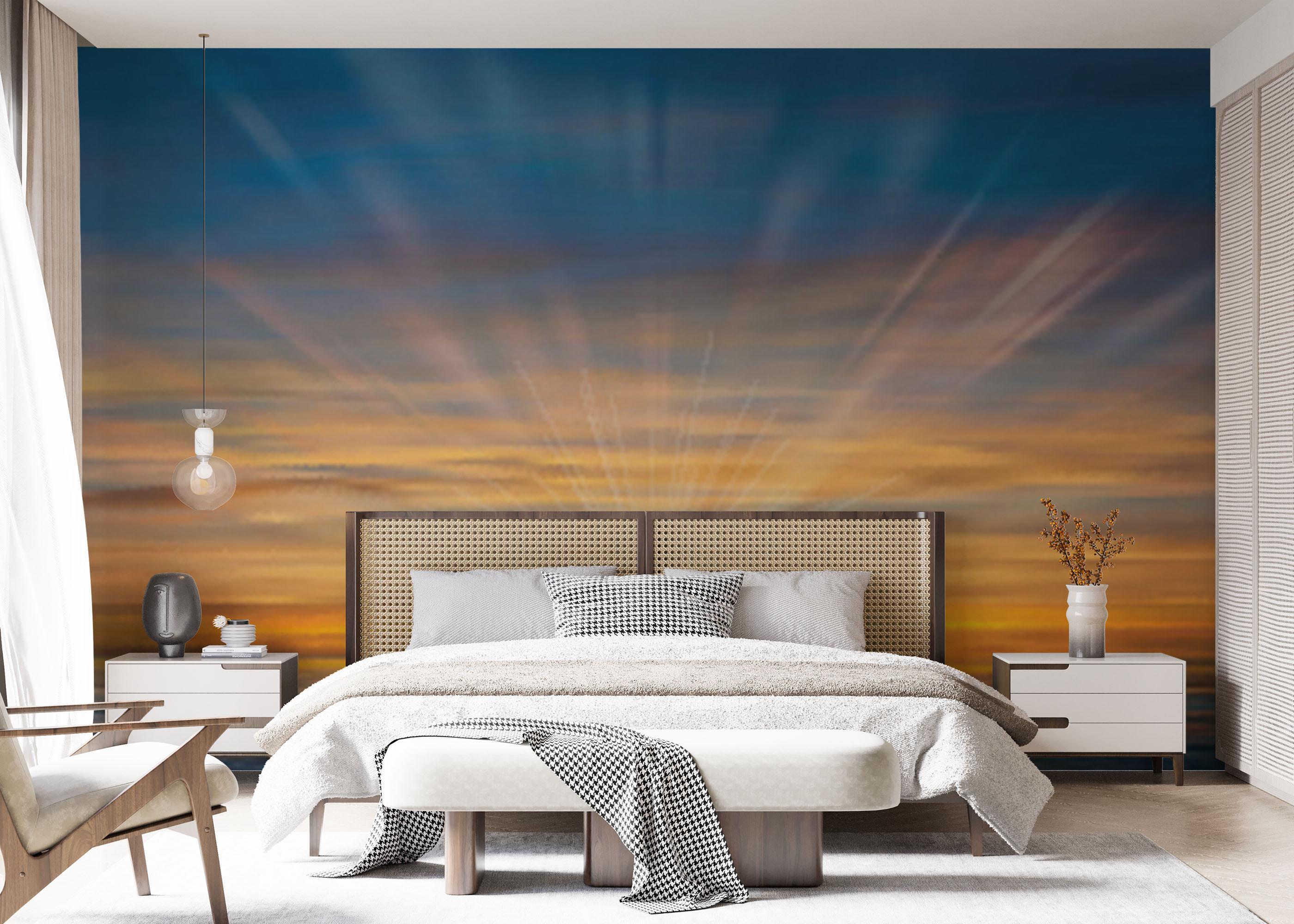 Fototapet Blue Sunset Ocean mockup 7