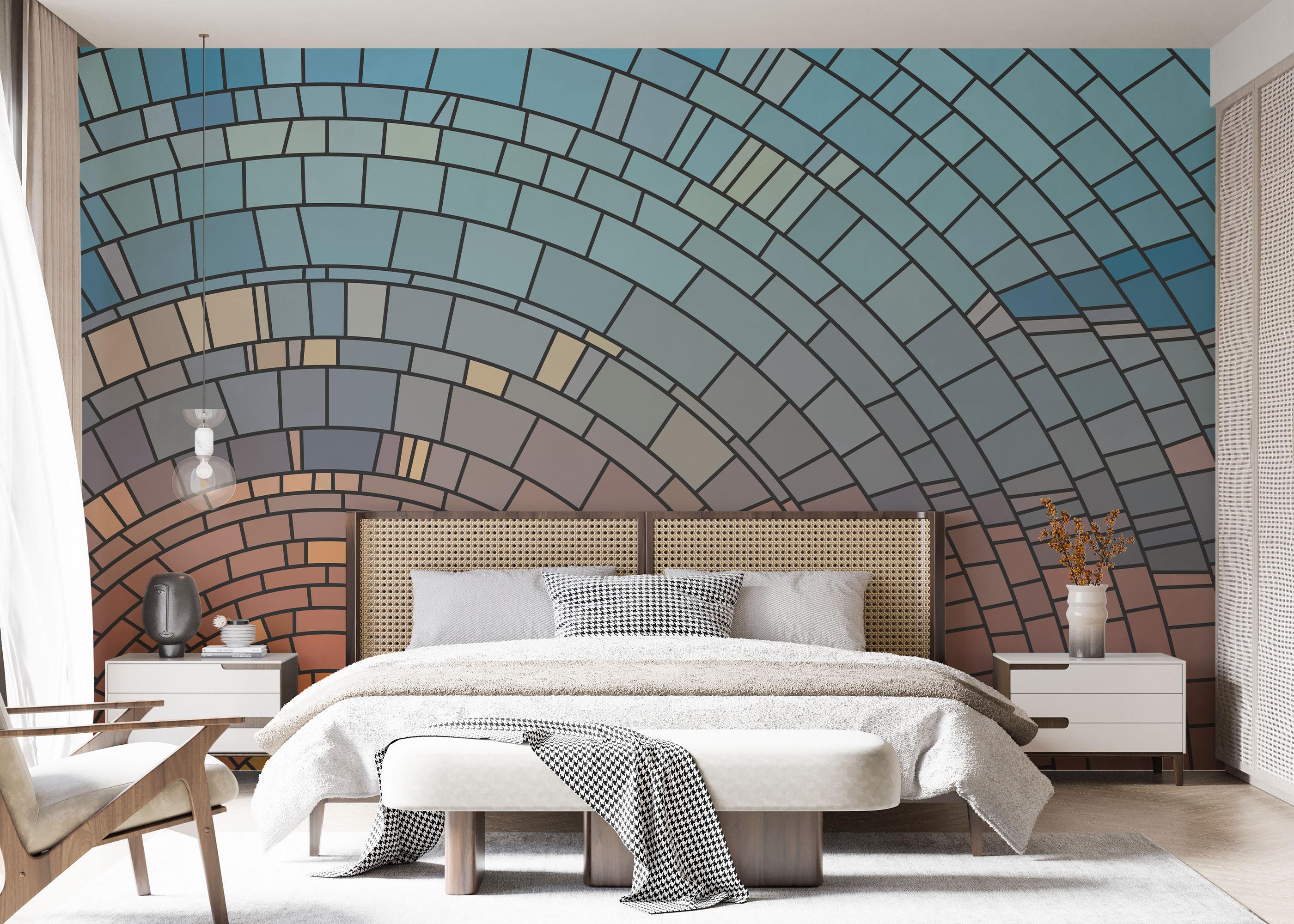 Fototapet Circle Glass Sunset mockup 7