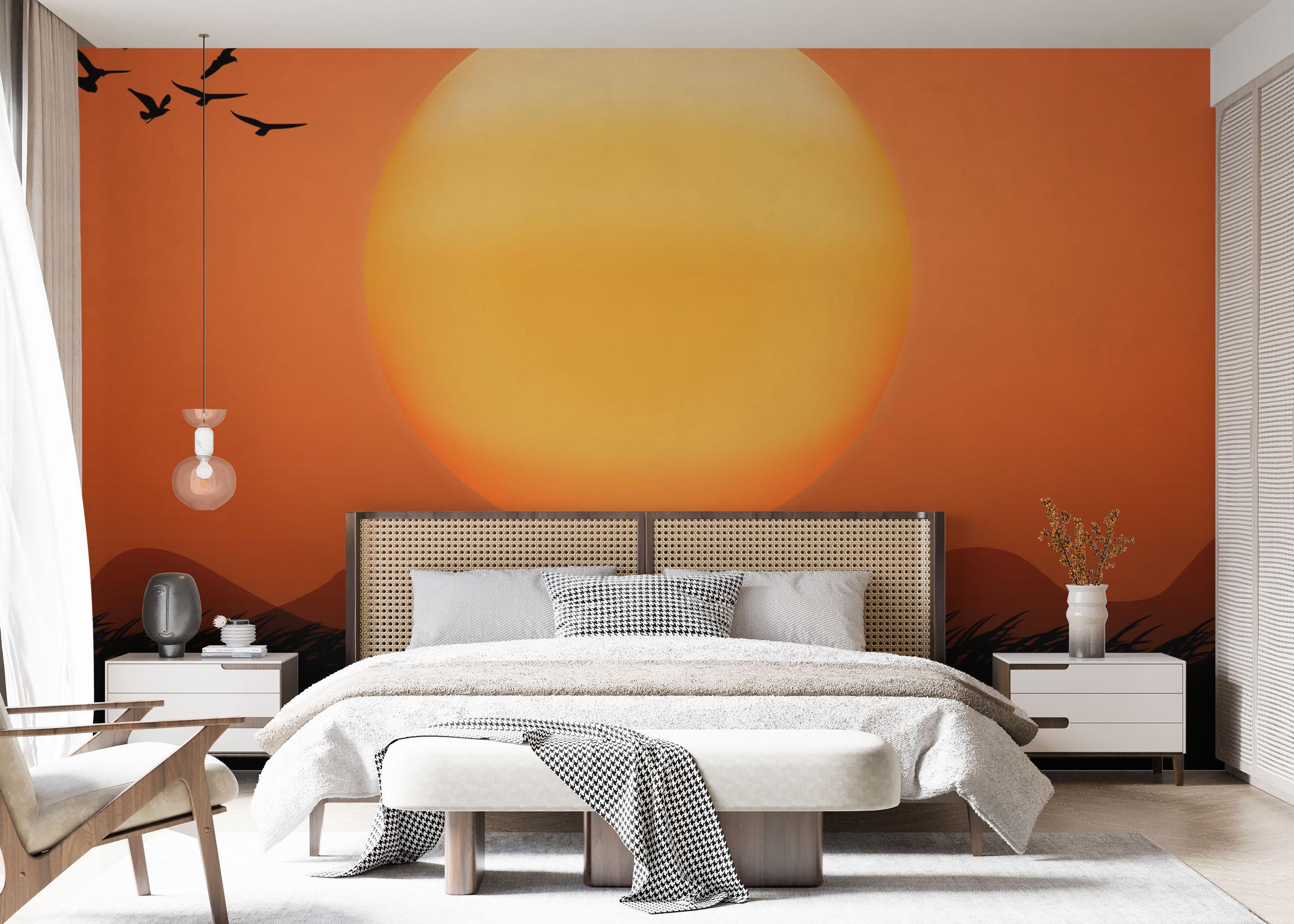 Fototapet Orange Sky Birds mockup 7