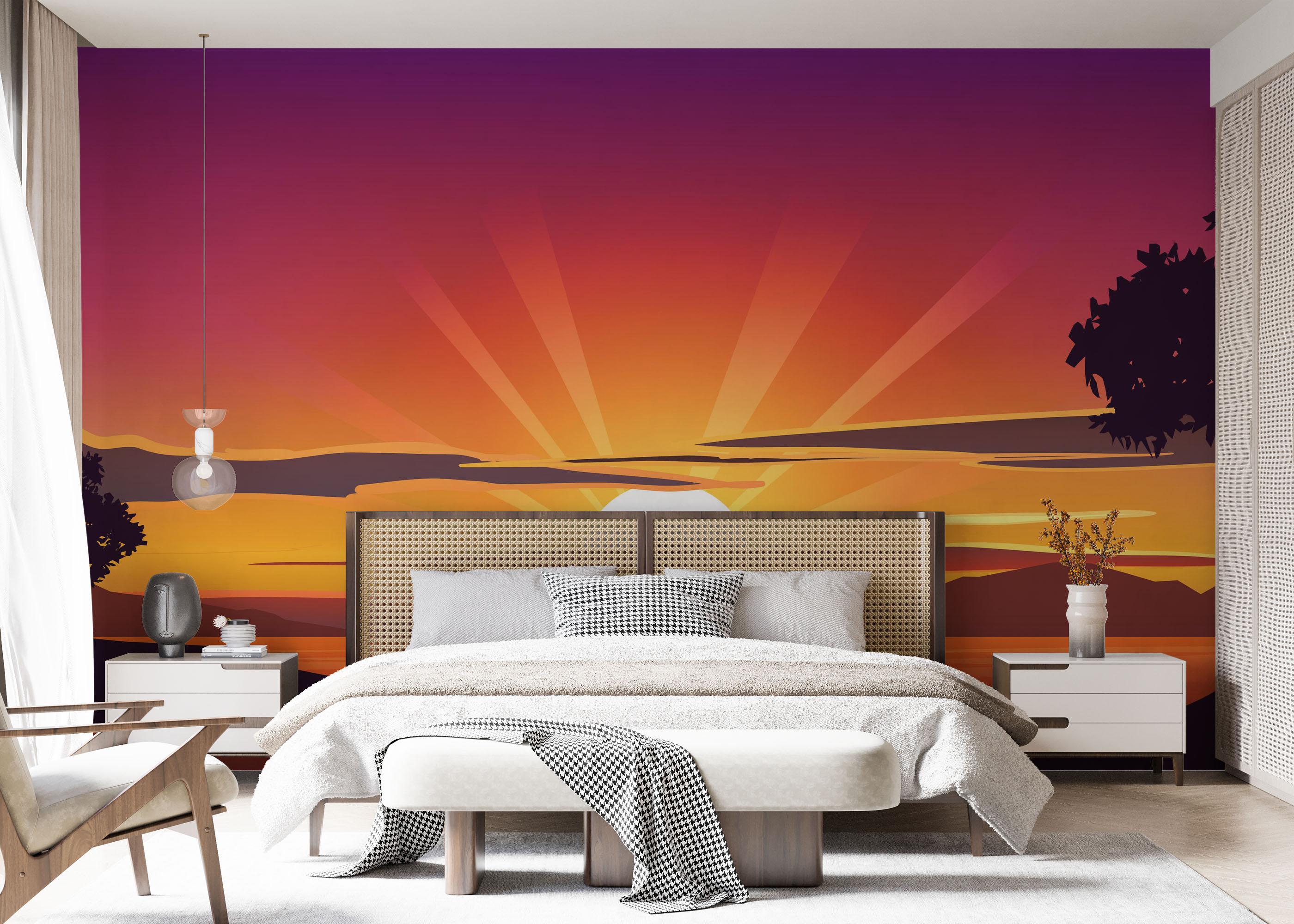 Fototapet Purple Sunrise Boat mockup 7