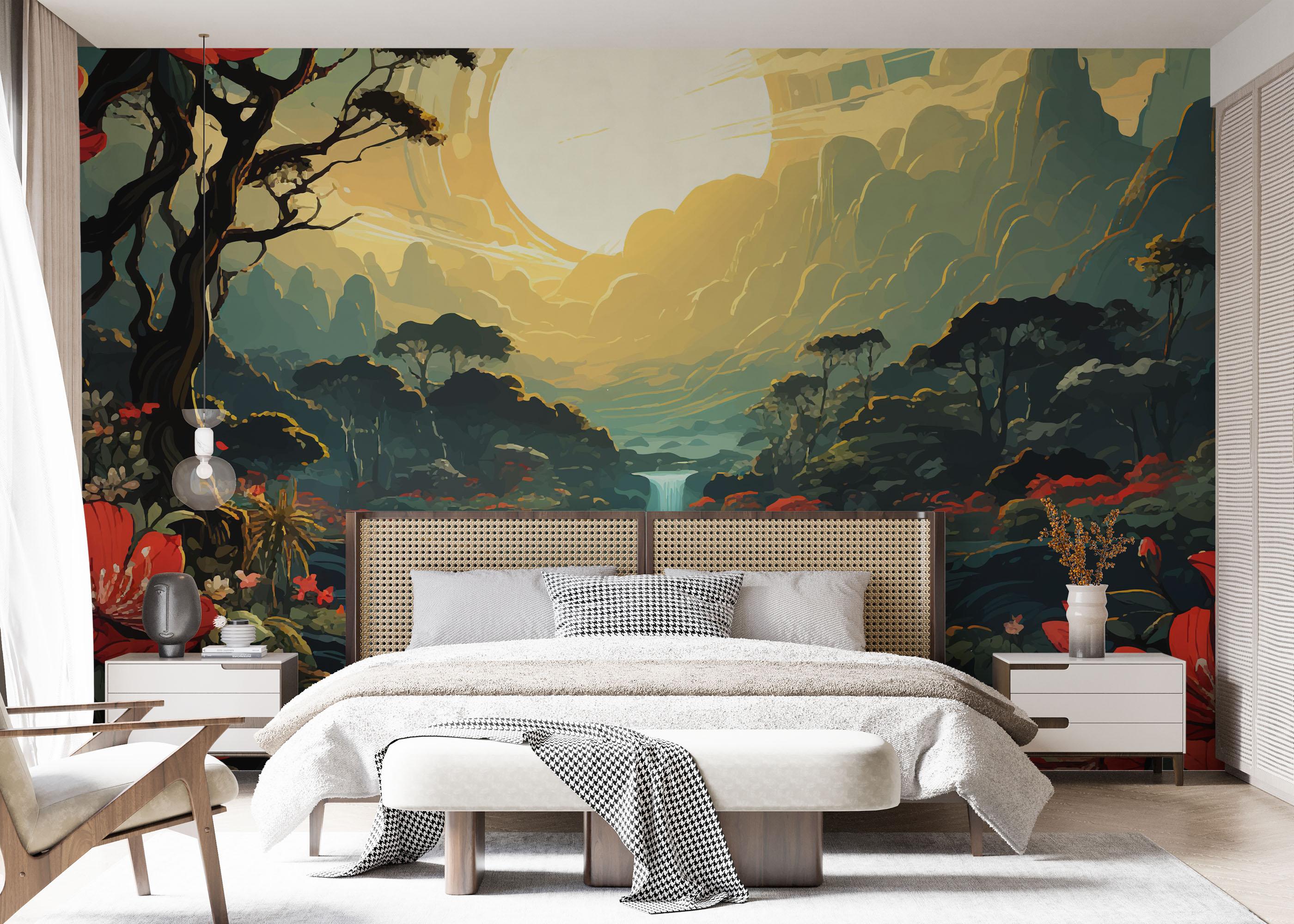 Fototapet Red Flower Sunset mockup 7