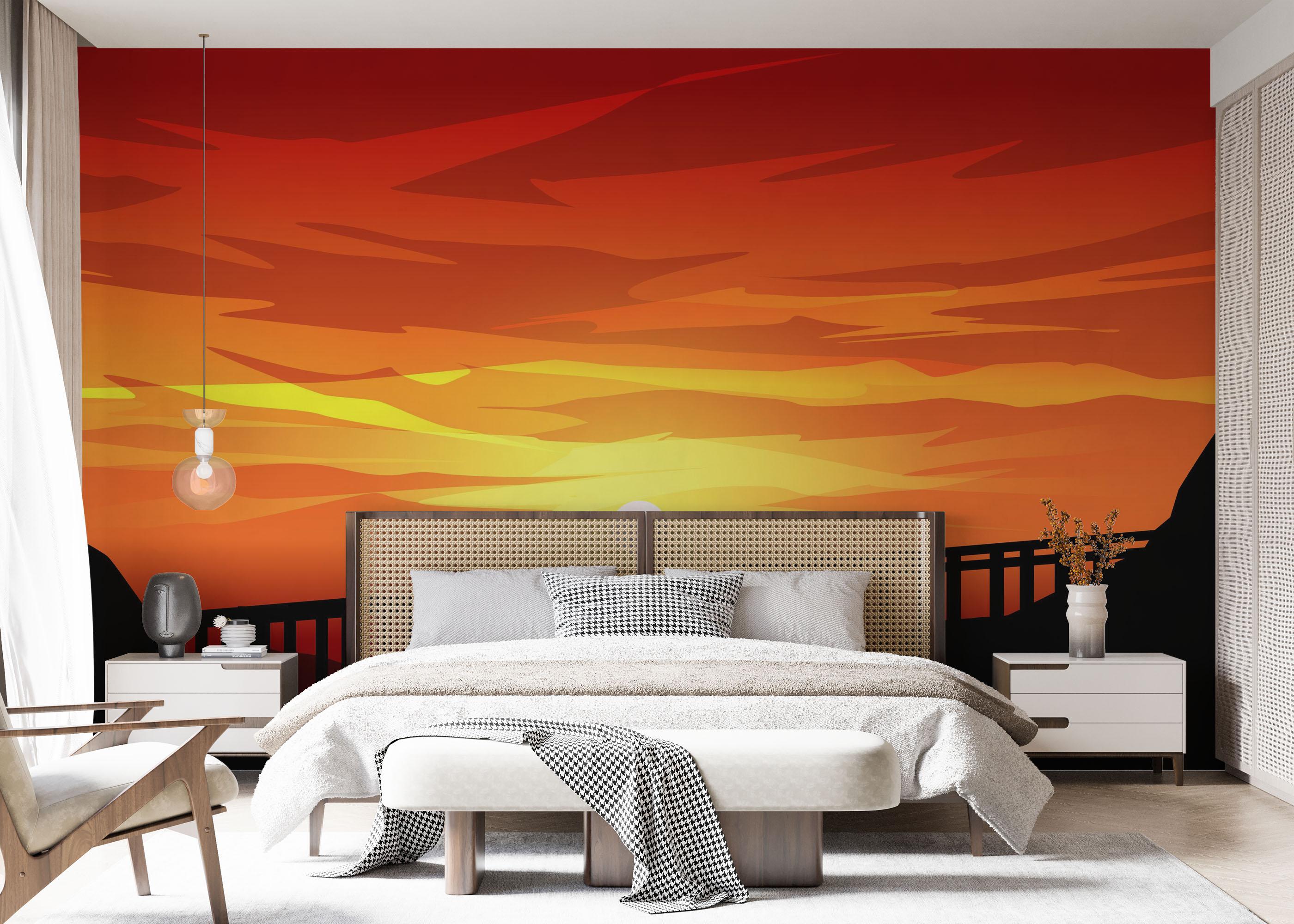 Fototapet Red Sunset Bridge mockup 7