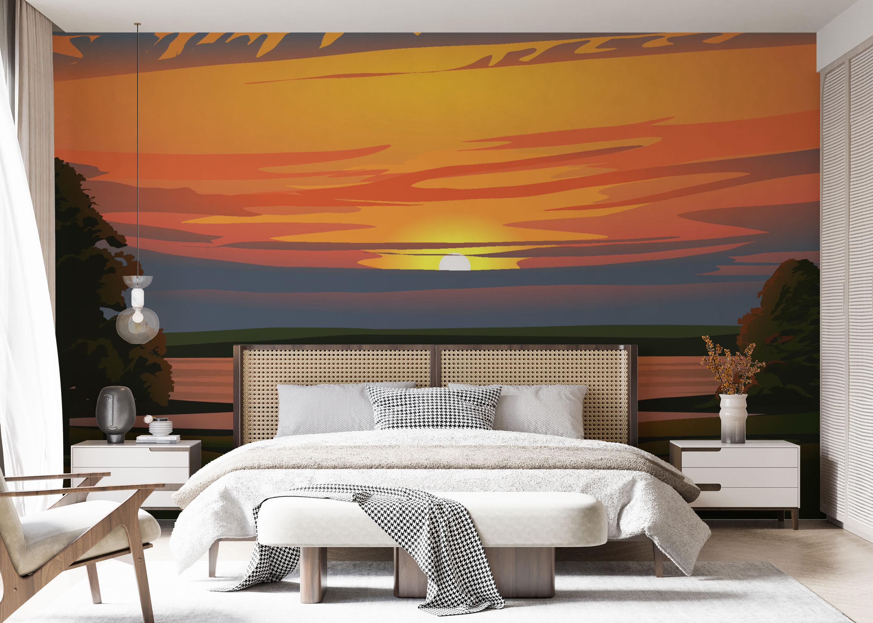 Fototapet Sunrise Green Tree mockup 7