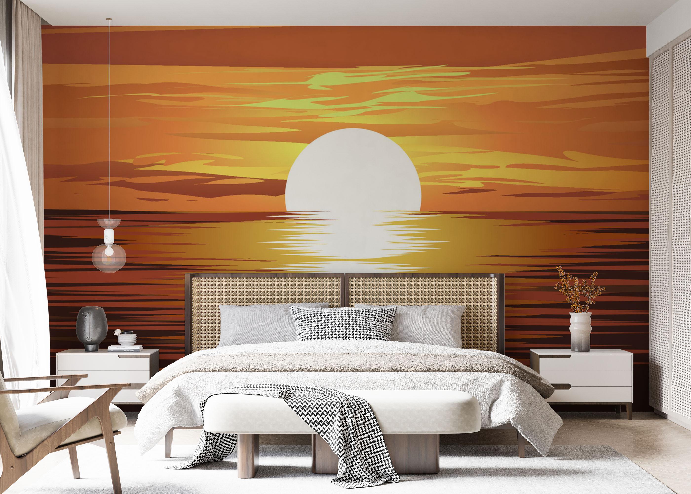 Fototapet Sunset Brown Ocean mockup 7