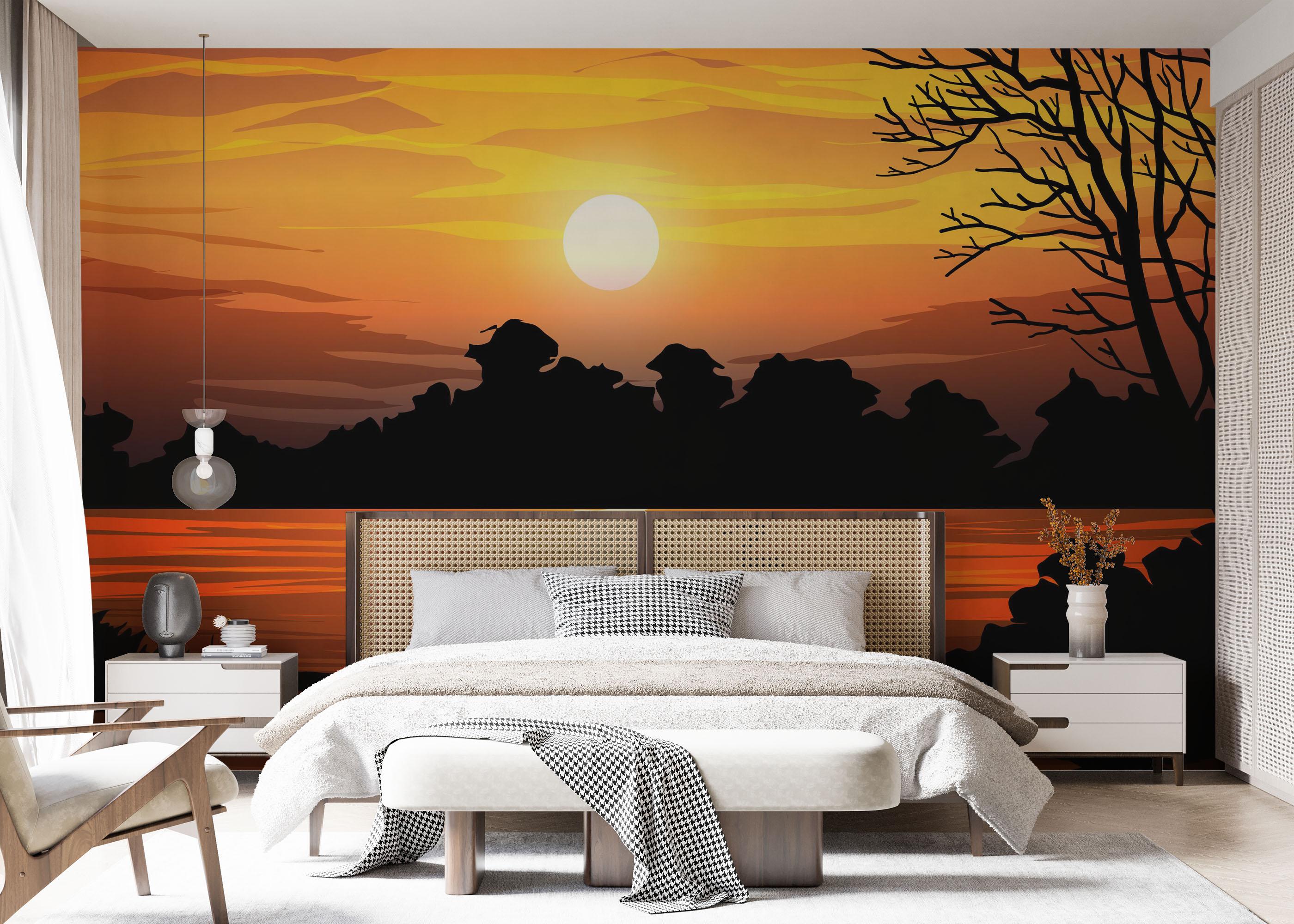 Fototapet Sunset Land Bird mockup 7