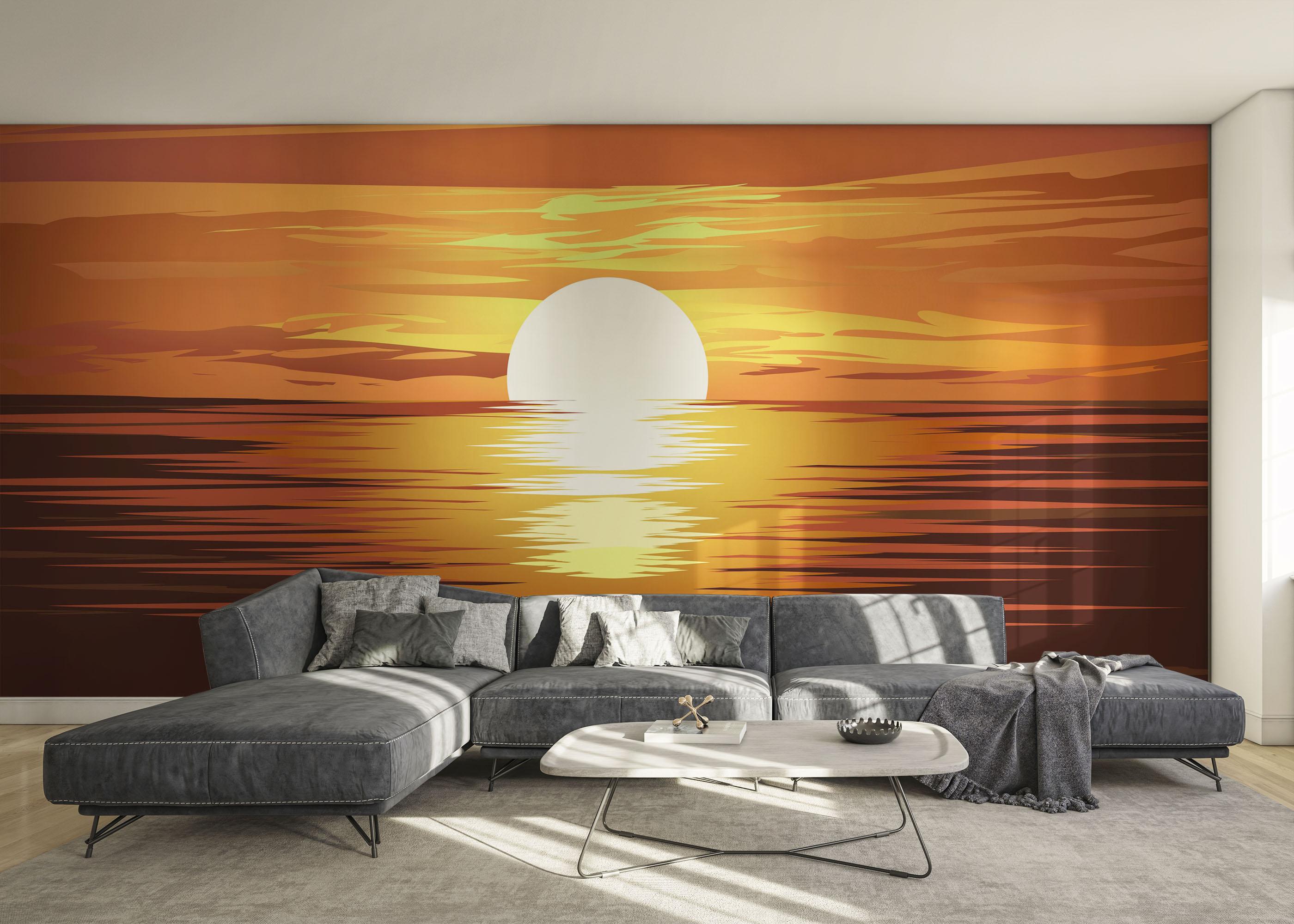 Fototapet Brown Sunset Ocean mockup 0