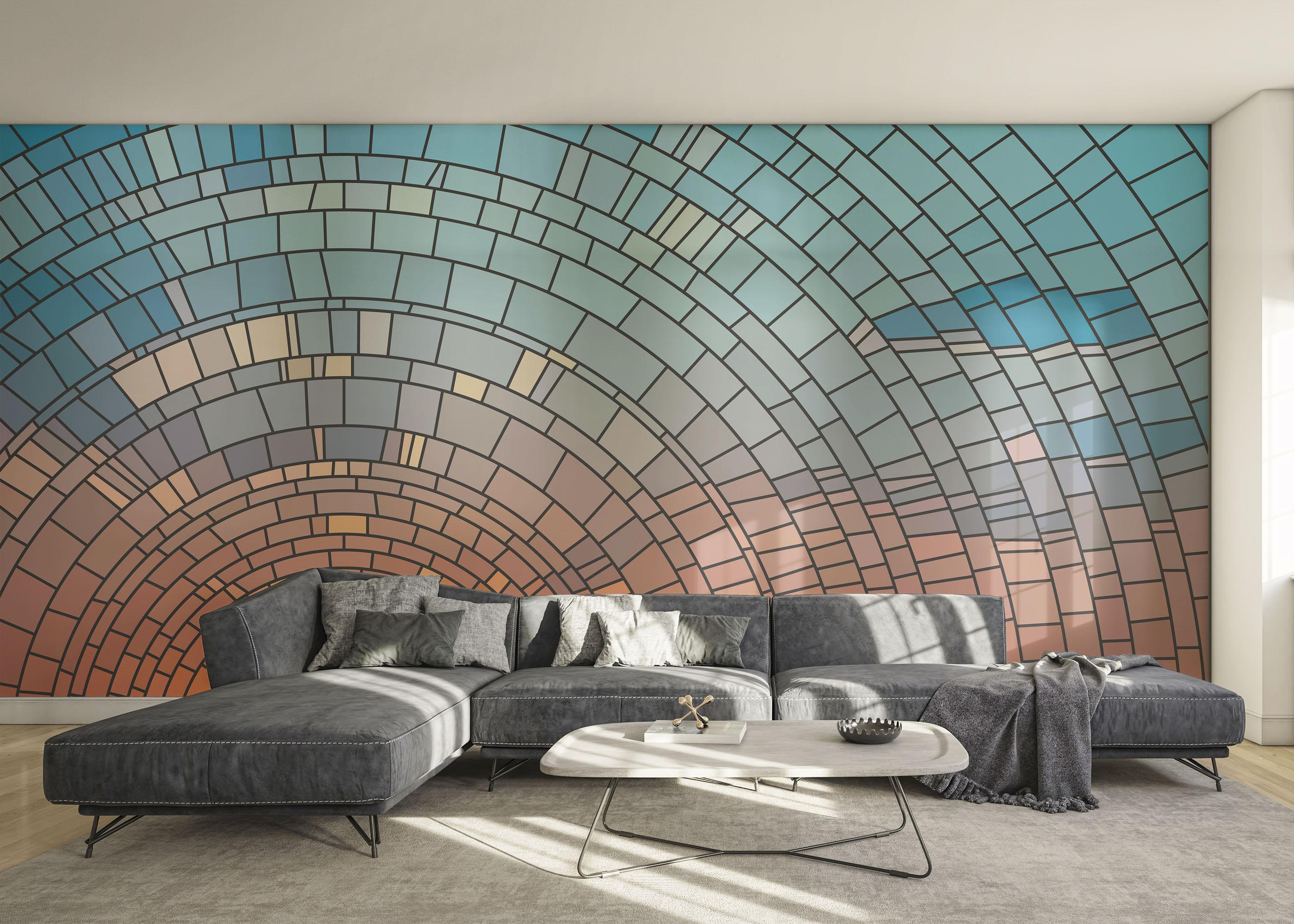 Fototapet Circle Glass Sunset mockup 0