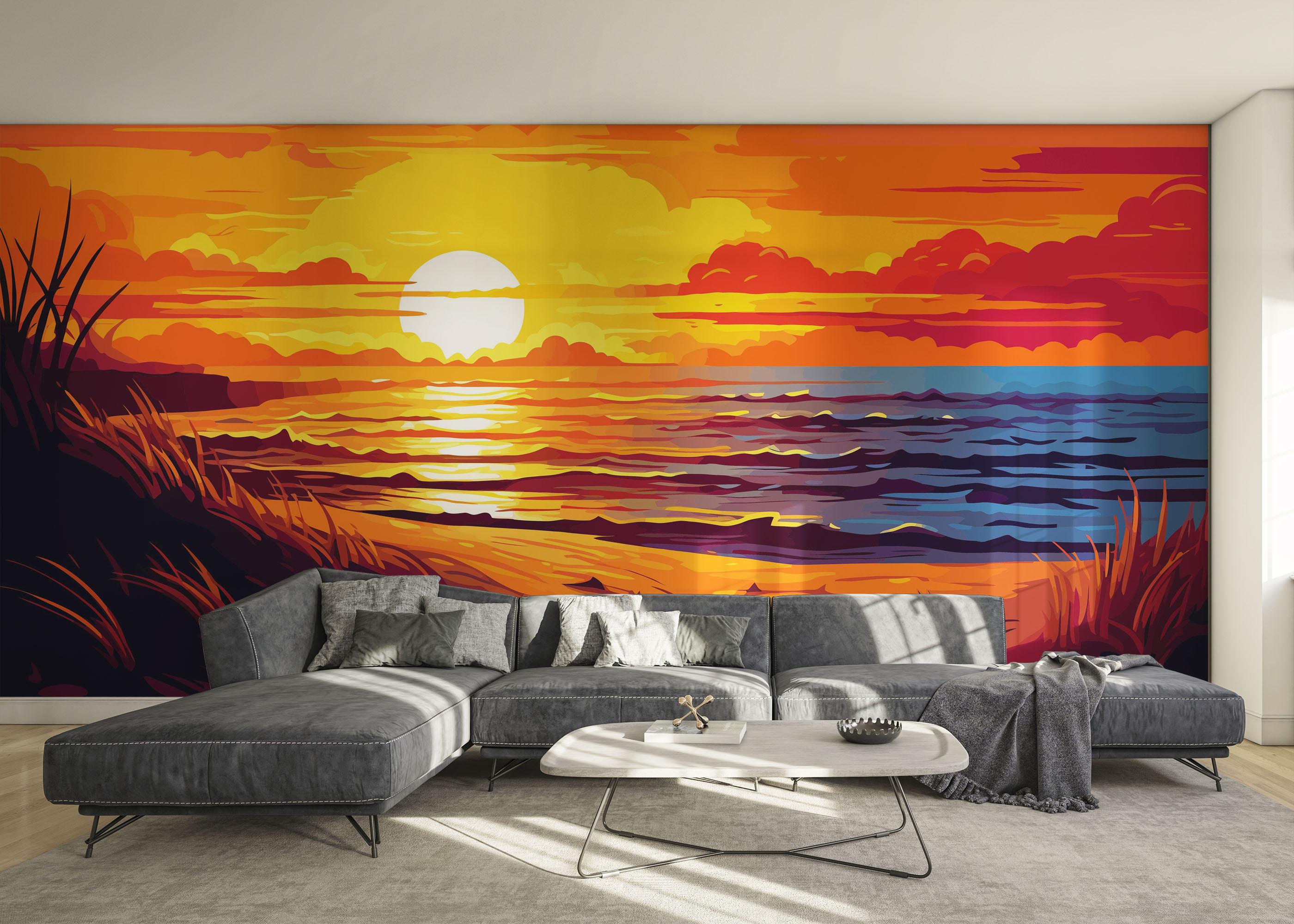 Fototapet Nice Sunset Cartoon mockup 0