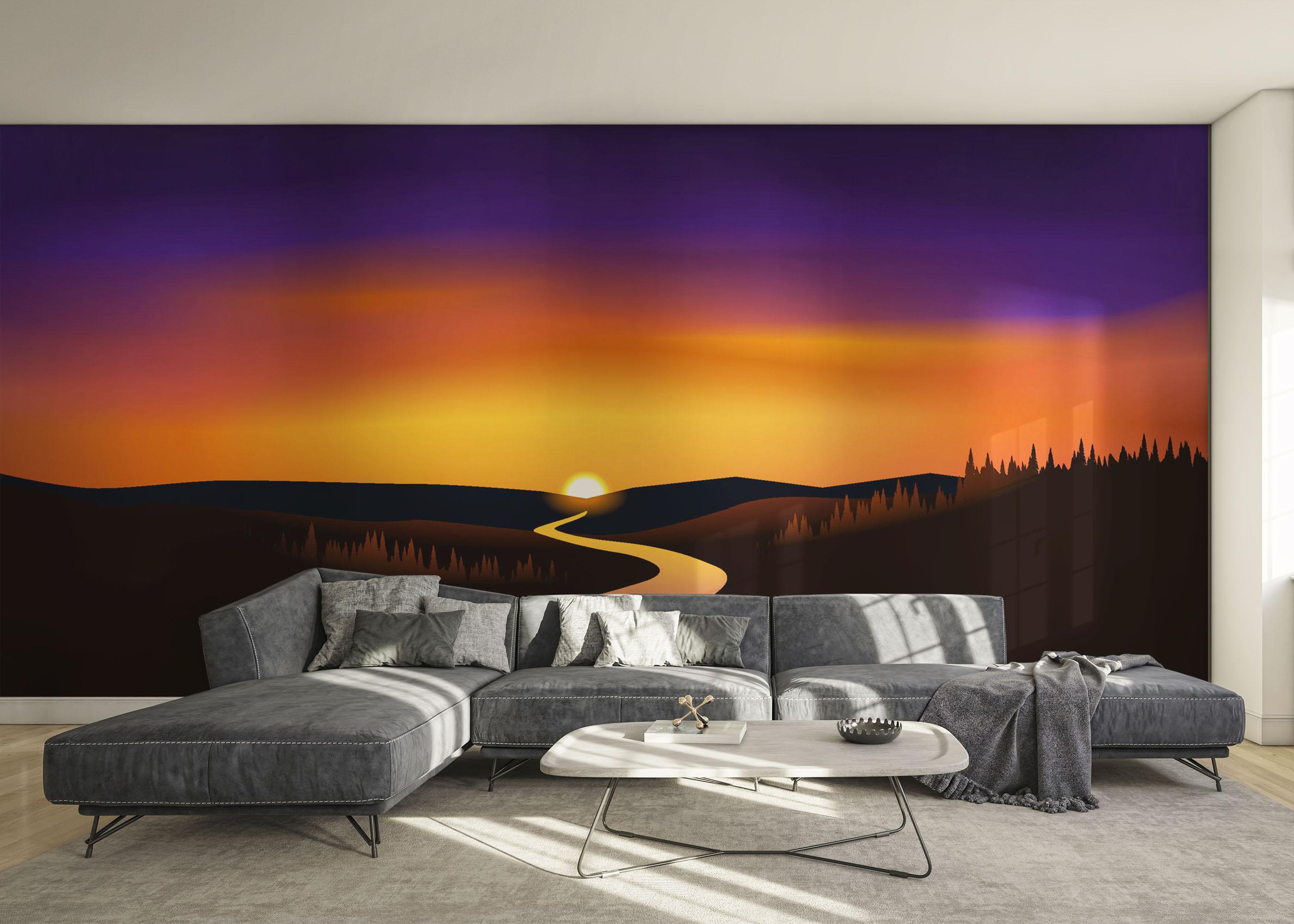 Fototapet Purple River Sunset mockup 0