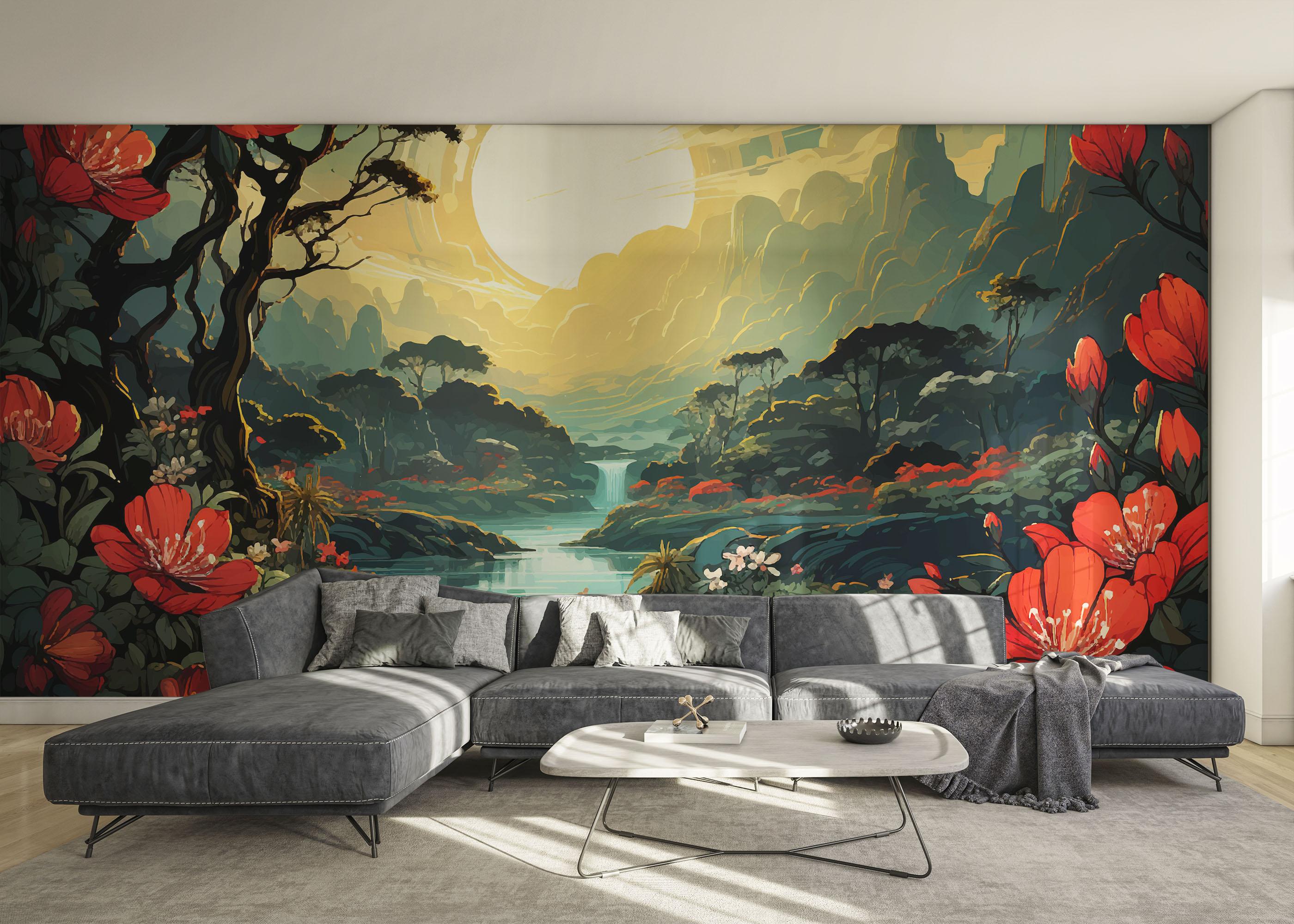 Fototapet Red Flower Sunset mockup 0