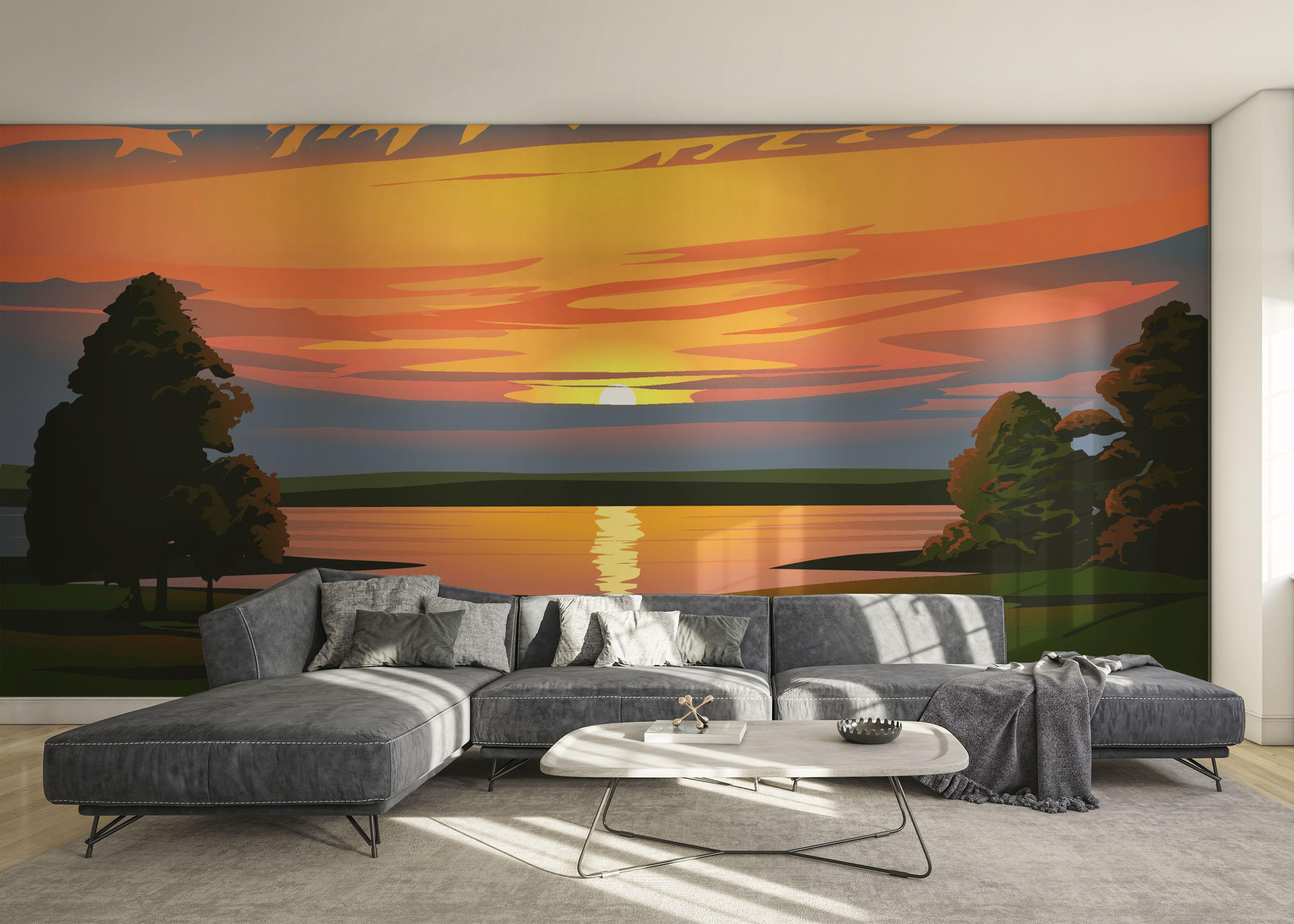 Fototapet Sunrise Green Tree mockup 0