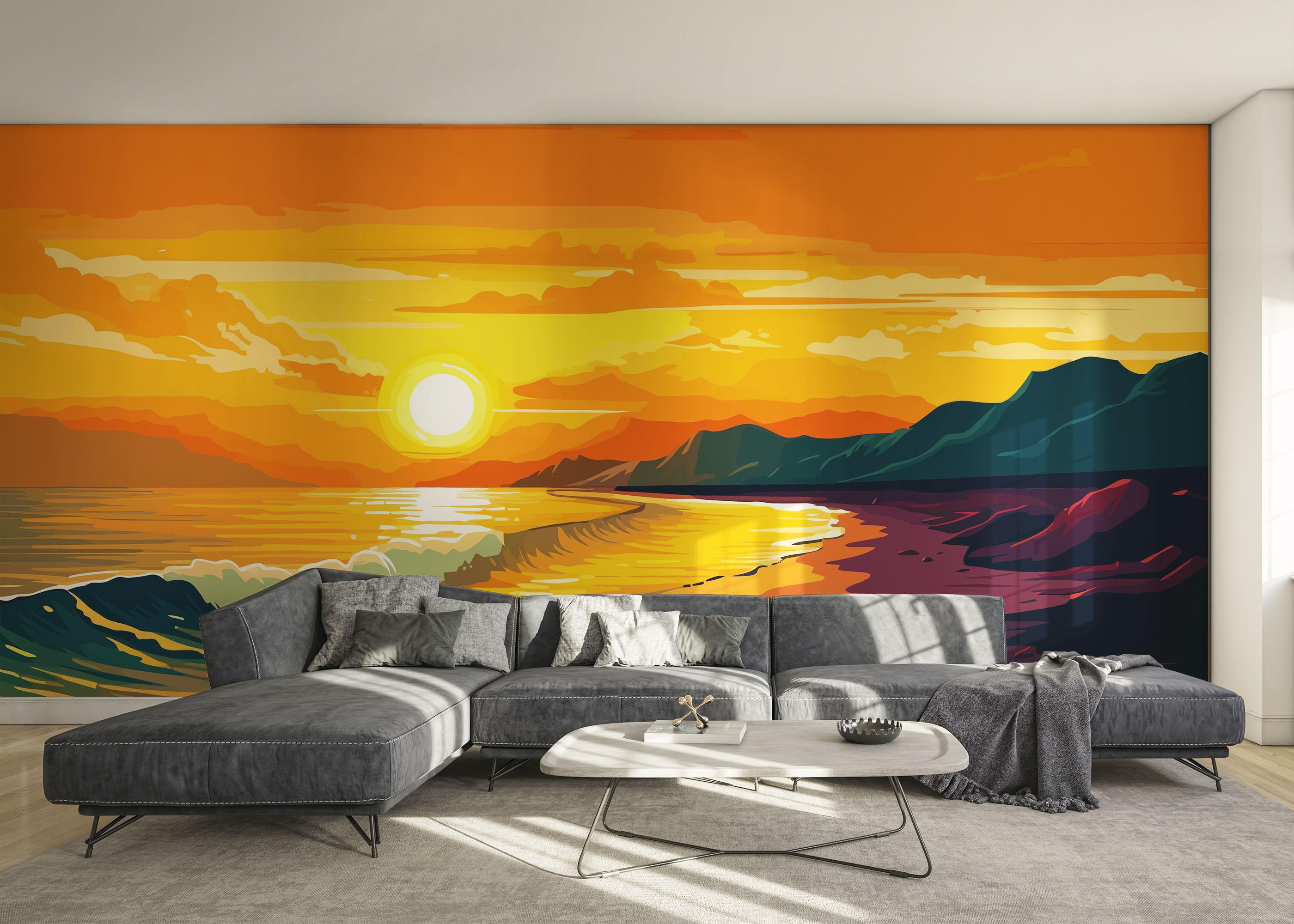 Fototapet Sunset Art Beach mockup 0