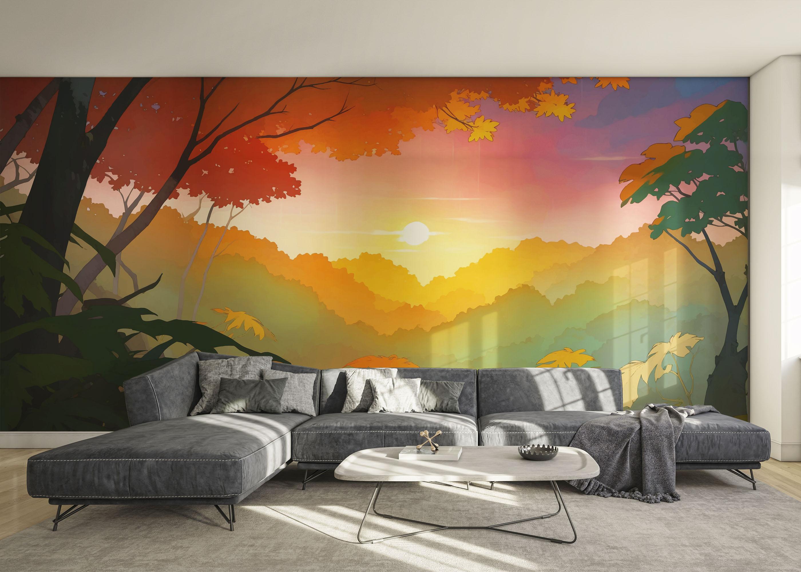 Fototapet Sunset Autumn View mockup 0