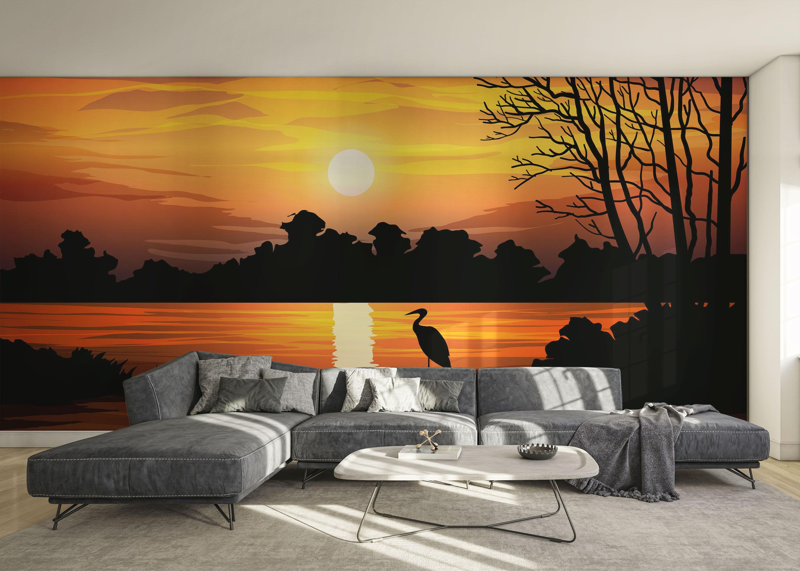 Fototapet Sunset Land Bird mockup 0