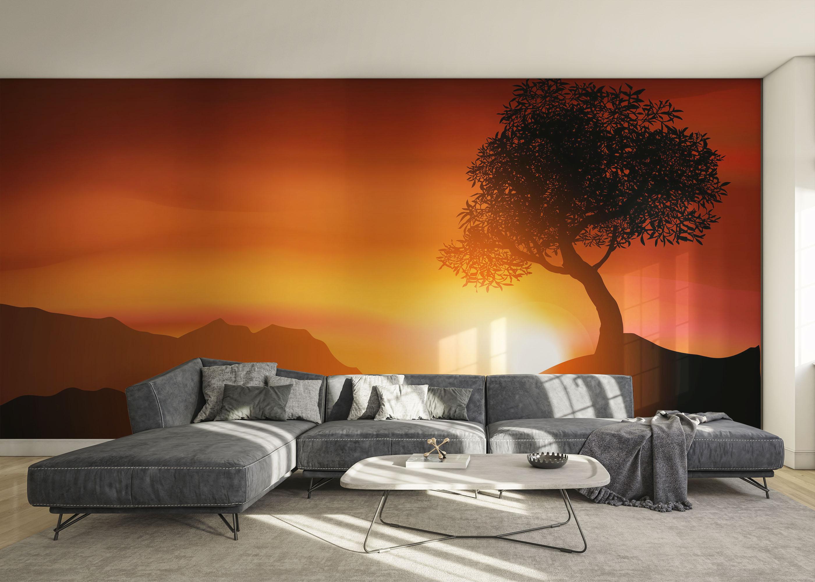Fototapet Sunset Red Glow mockup 0