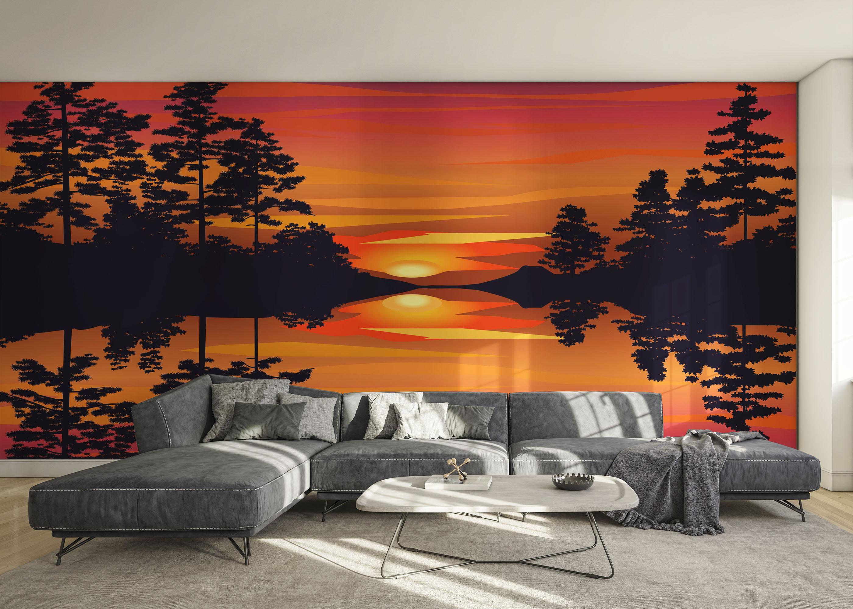 Fototapet Sunset Reflection Art mockup 0