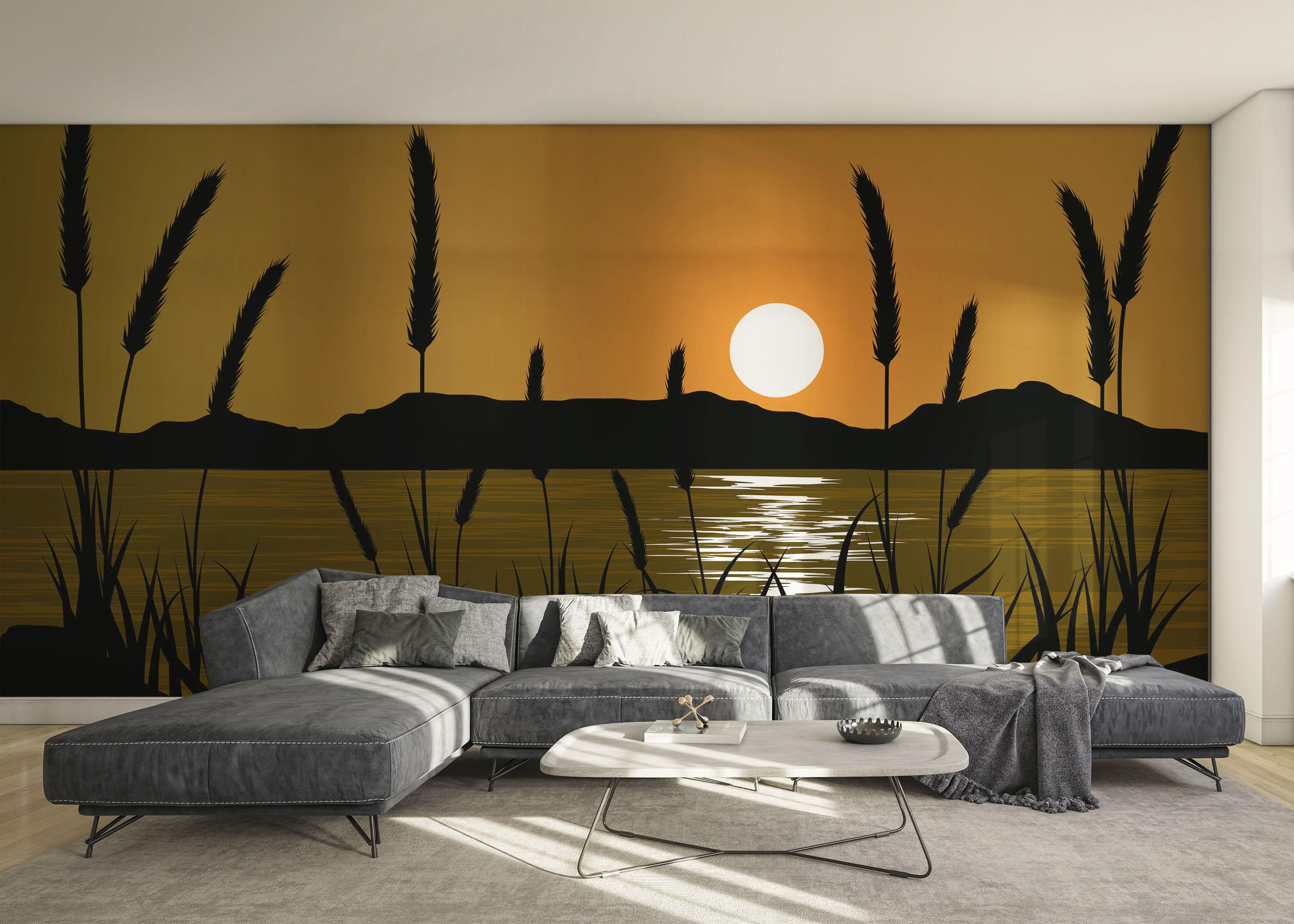 Fototapet Sunset River Plant mockup 0