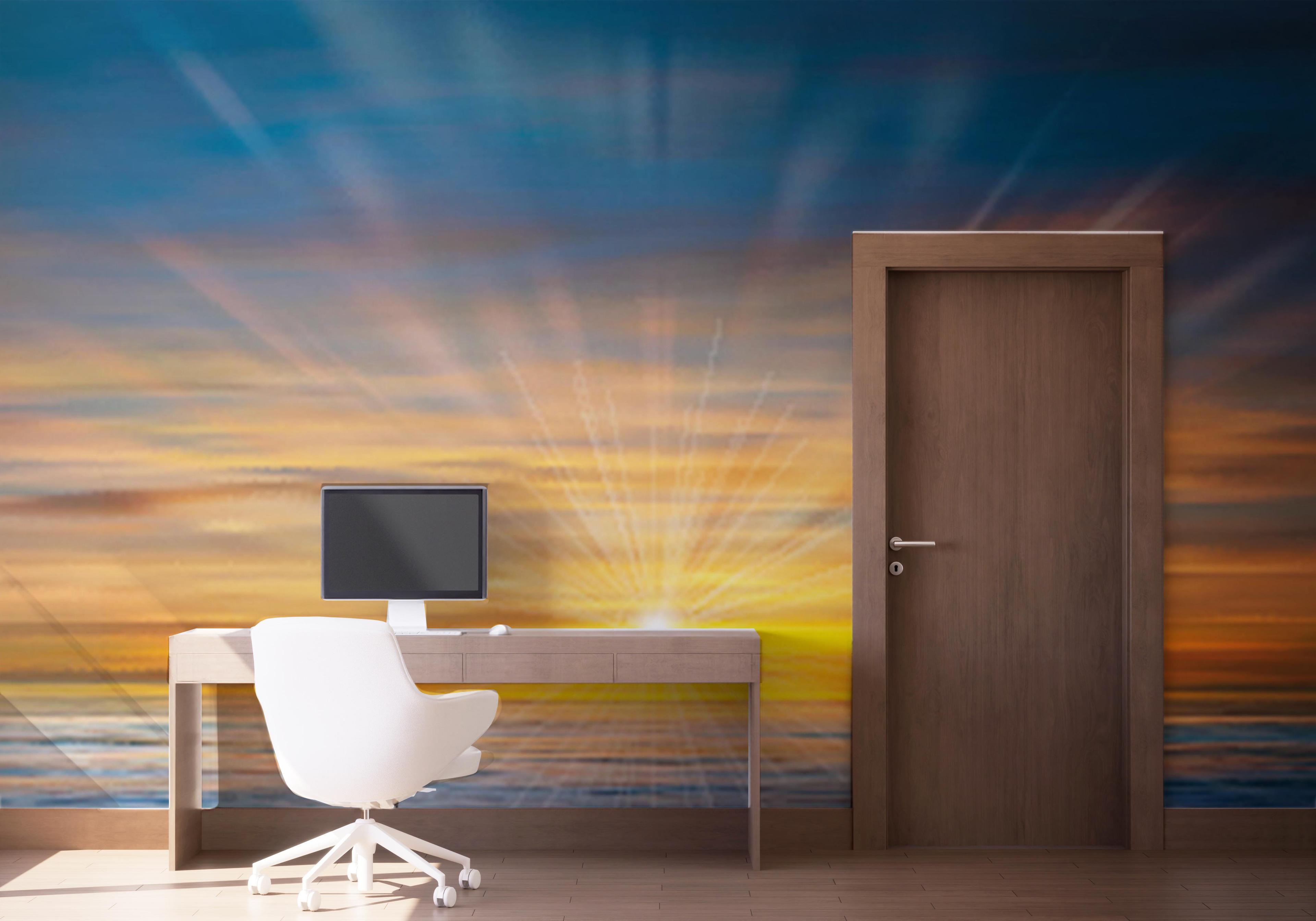 Fototapet Blue Sunset Ocean mockup 1