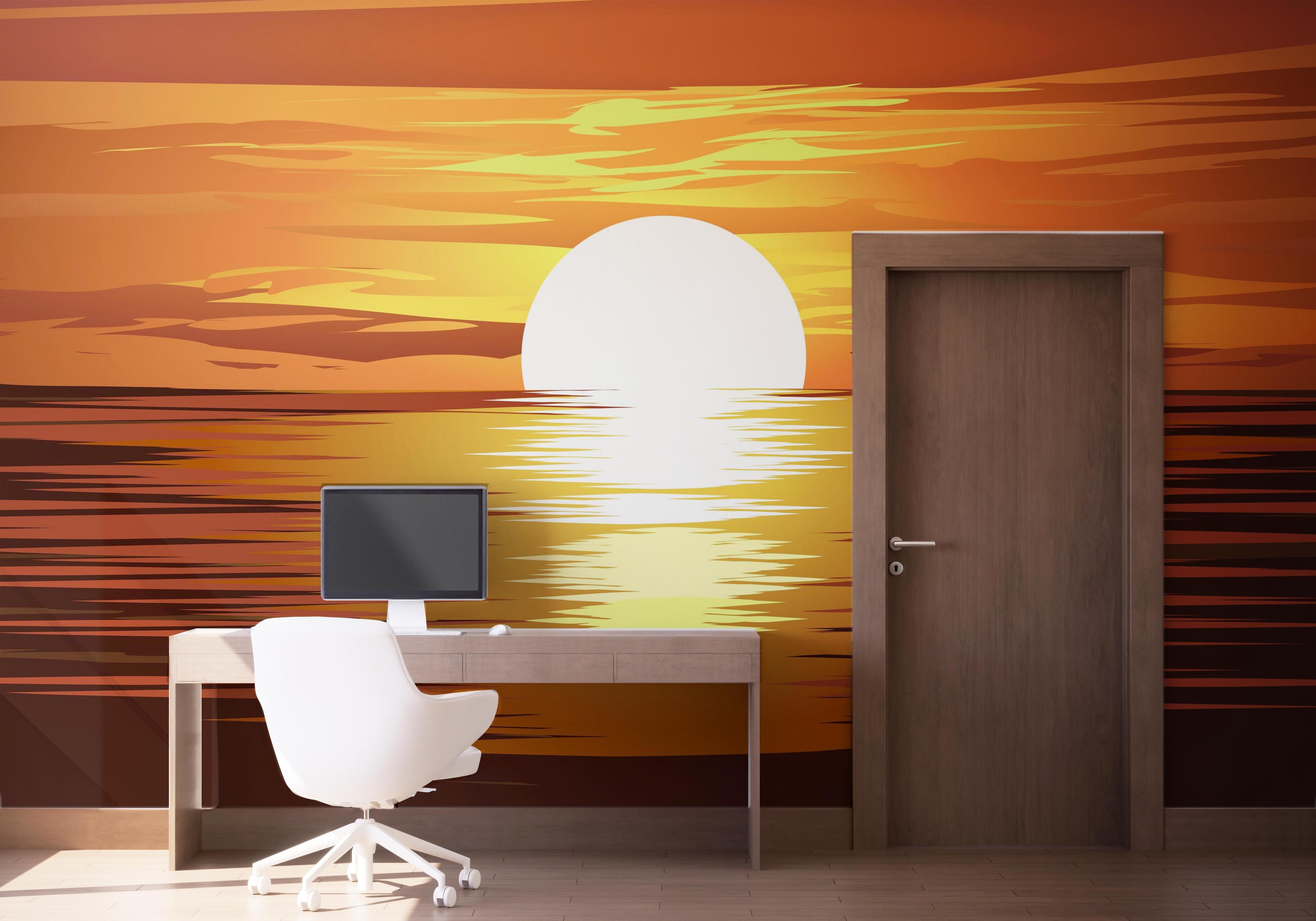 Fototapet Brown Sunset Ocean mockup 1