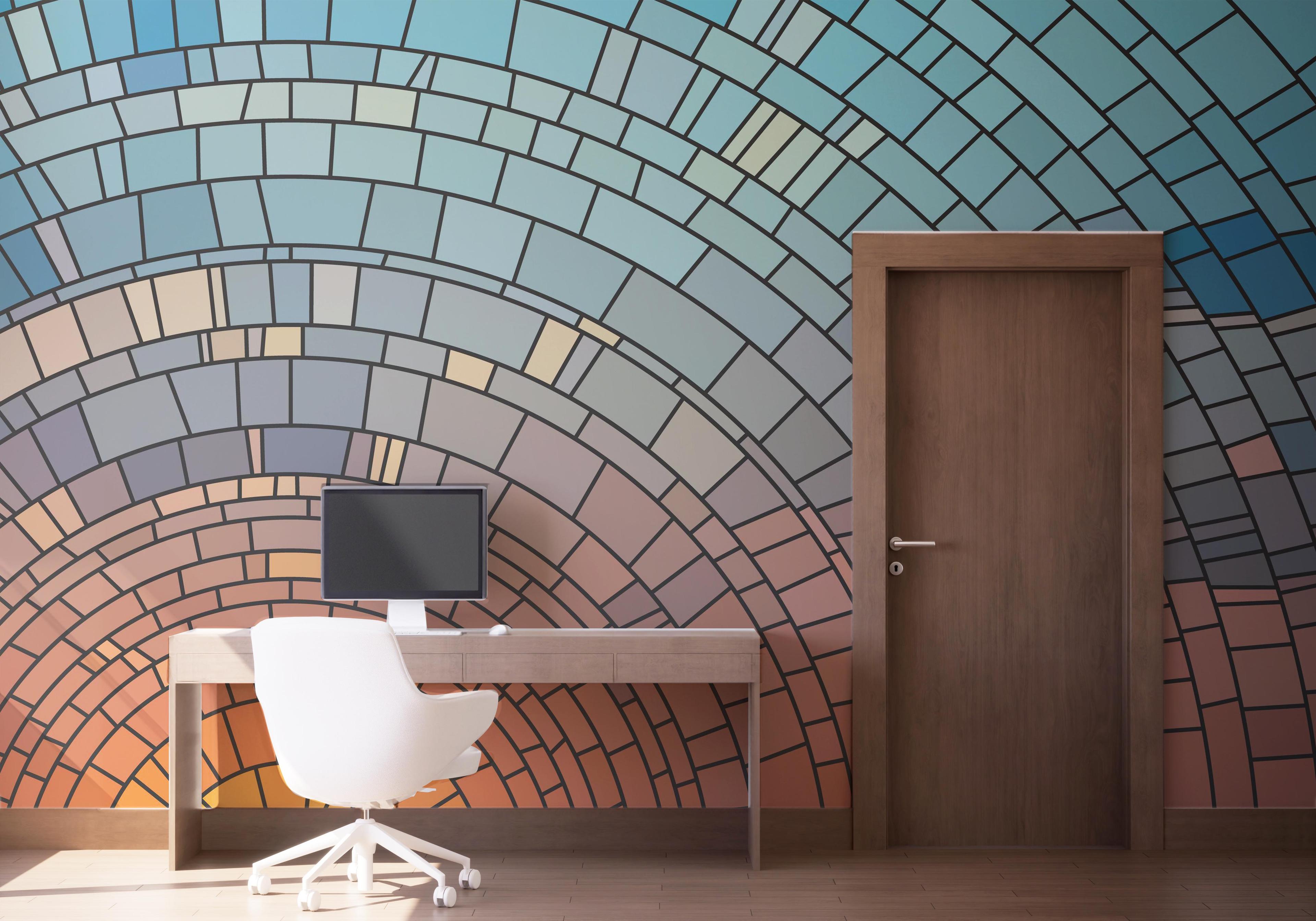 Fototapet Circle Glass Sunset mockup 1