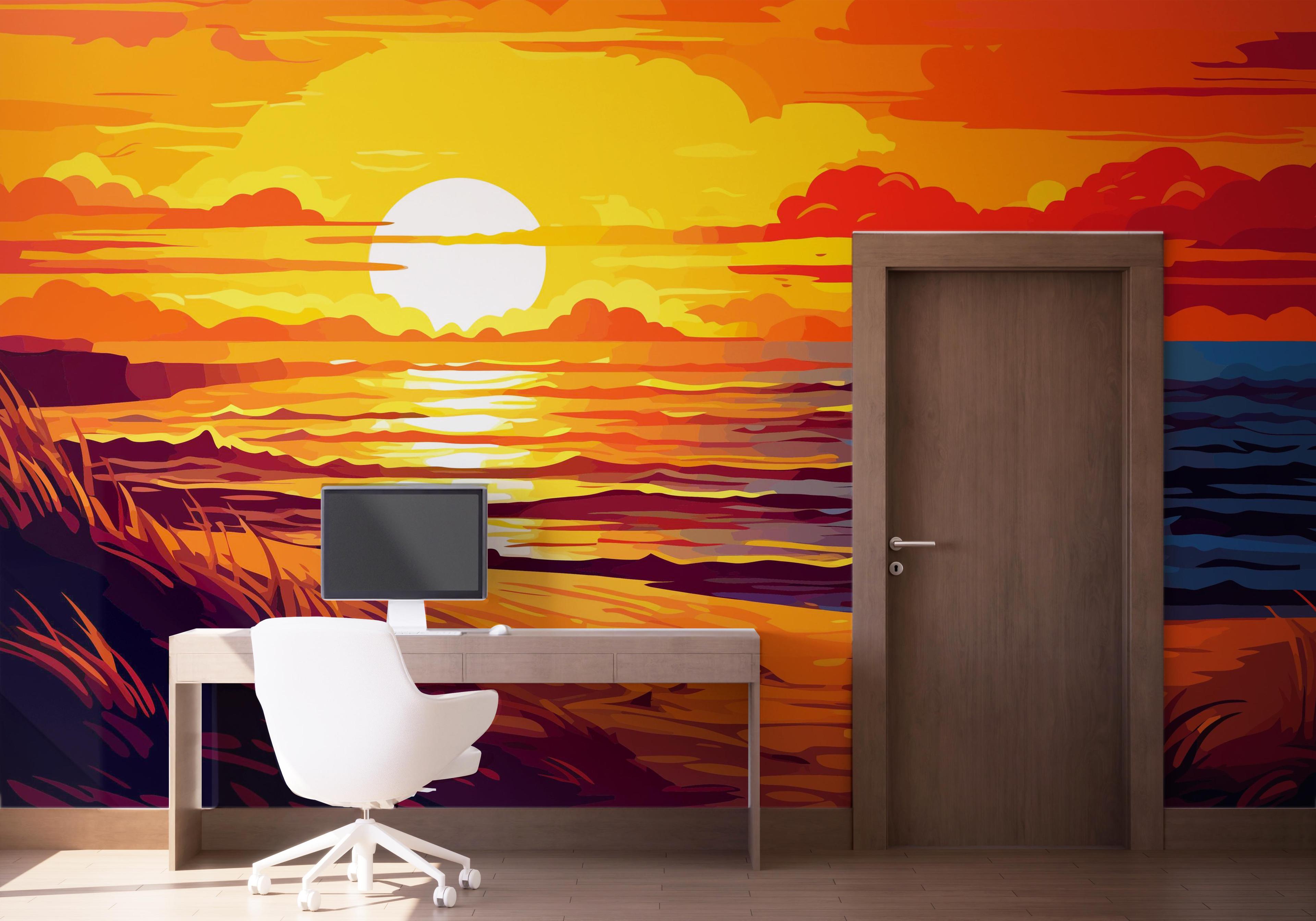 Fototapet Nice Sunset Cartoon mockup 1