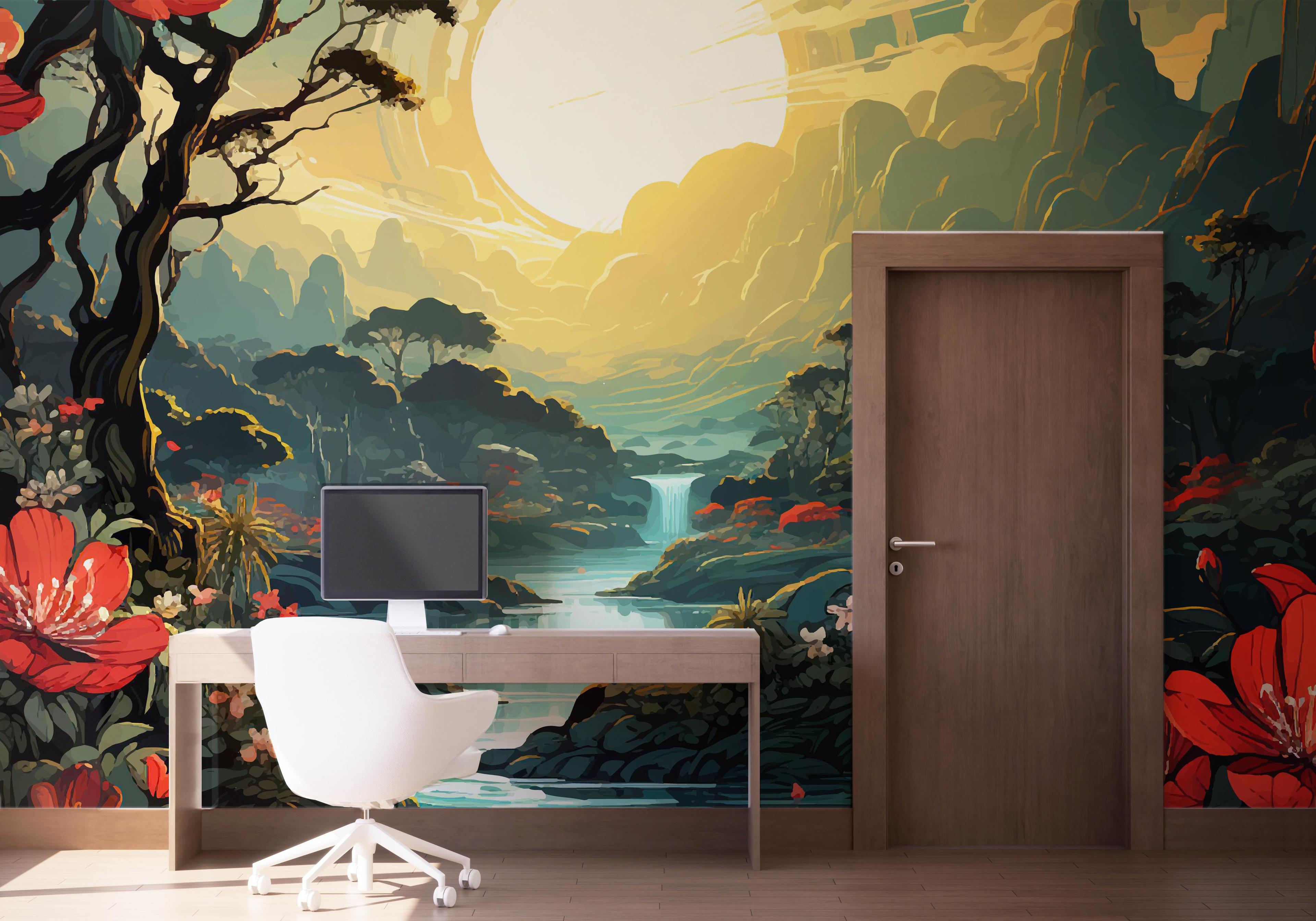 Fototapet Red Flower Sunset mockup 1