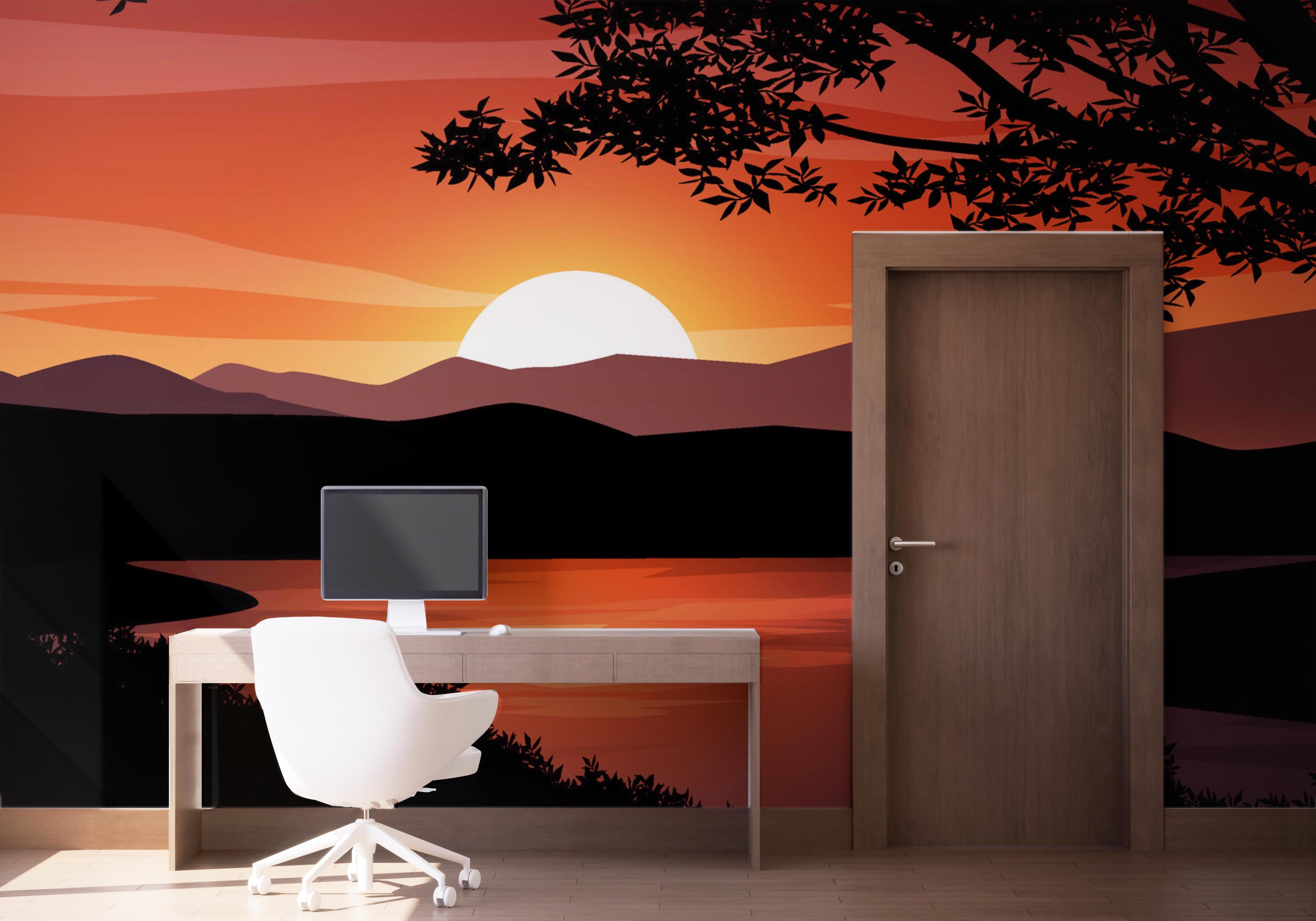 Fototapet Red Sunset Hill mockup 1