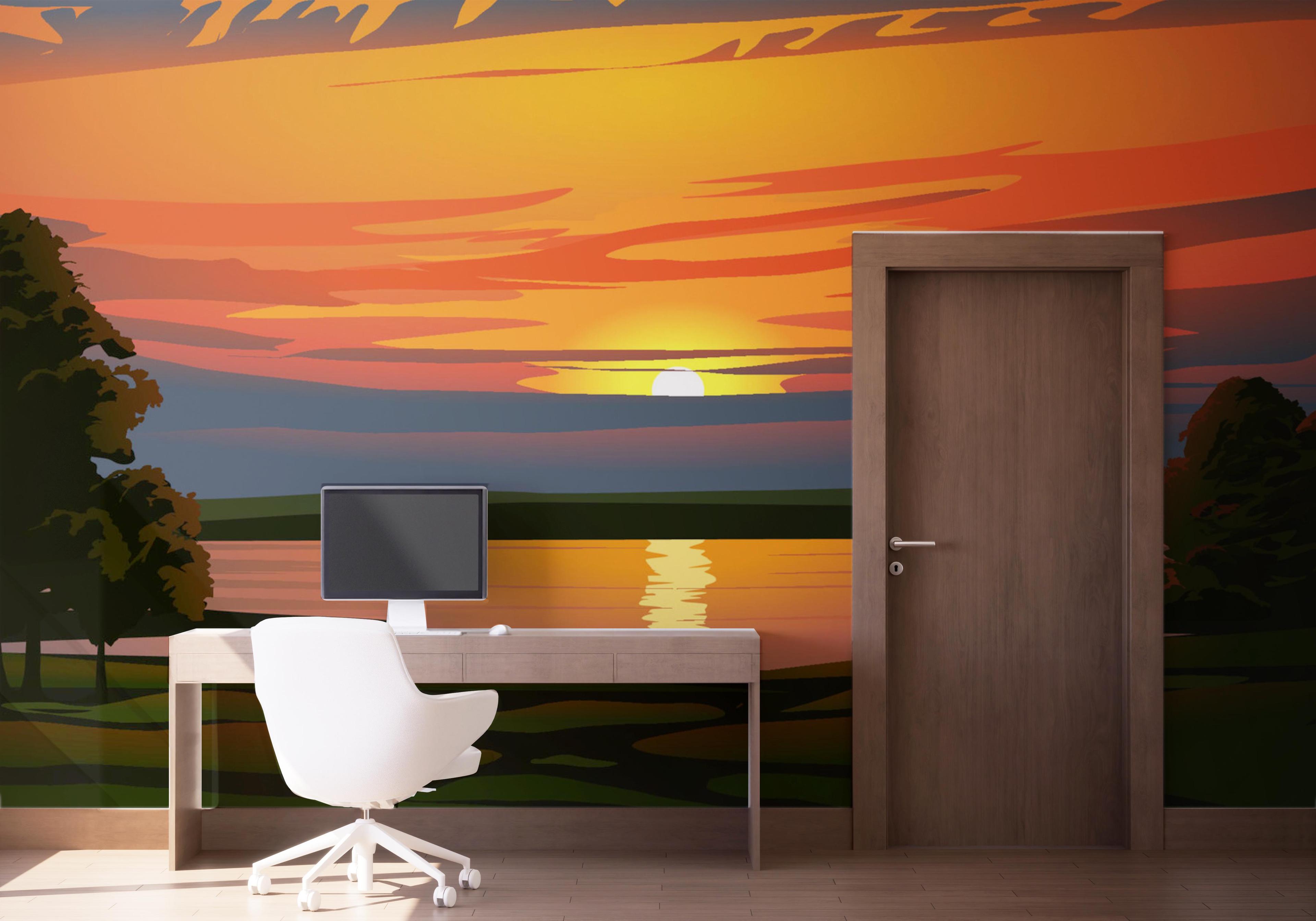 Fototapet Sunrise Green Tree mockup 1