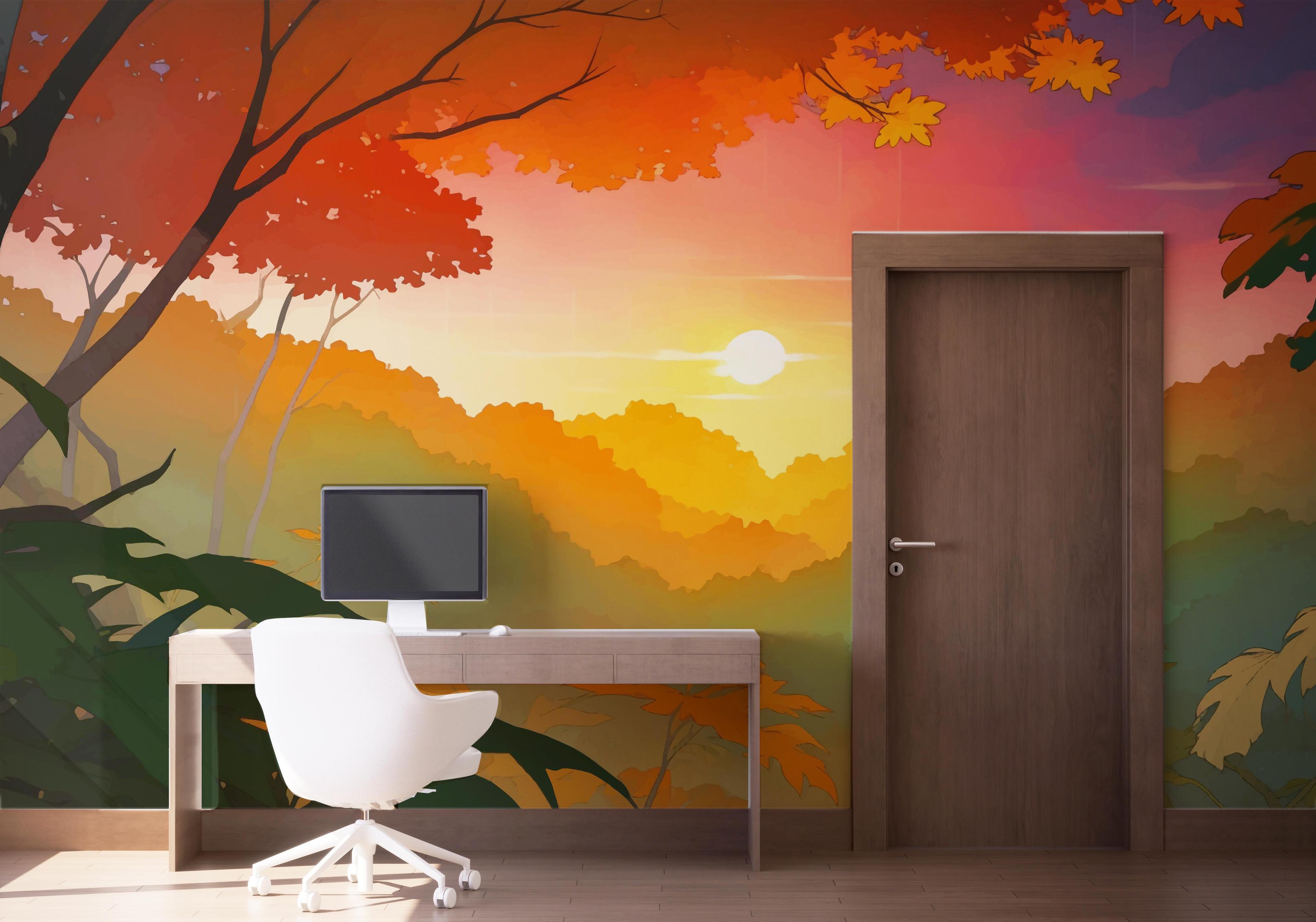 Fototapet Sunset Autumn View mockup 1