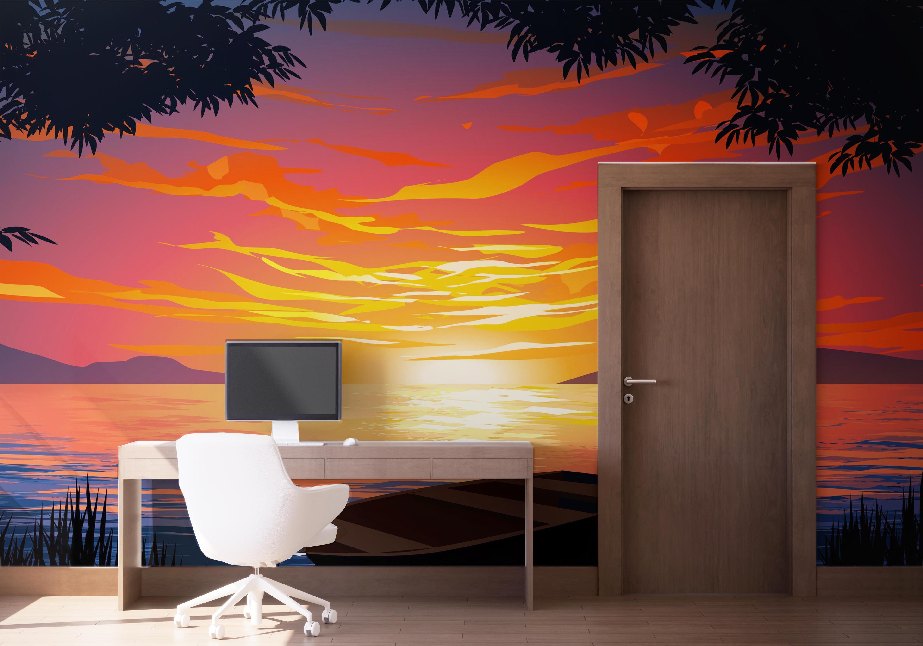 Fototapet Sunset Orange Cloud mockup 1