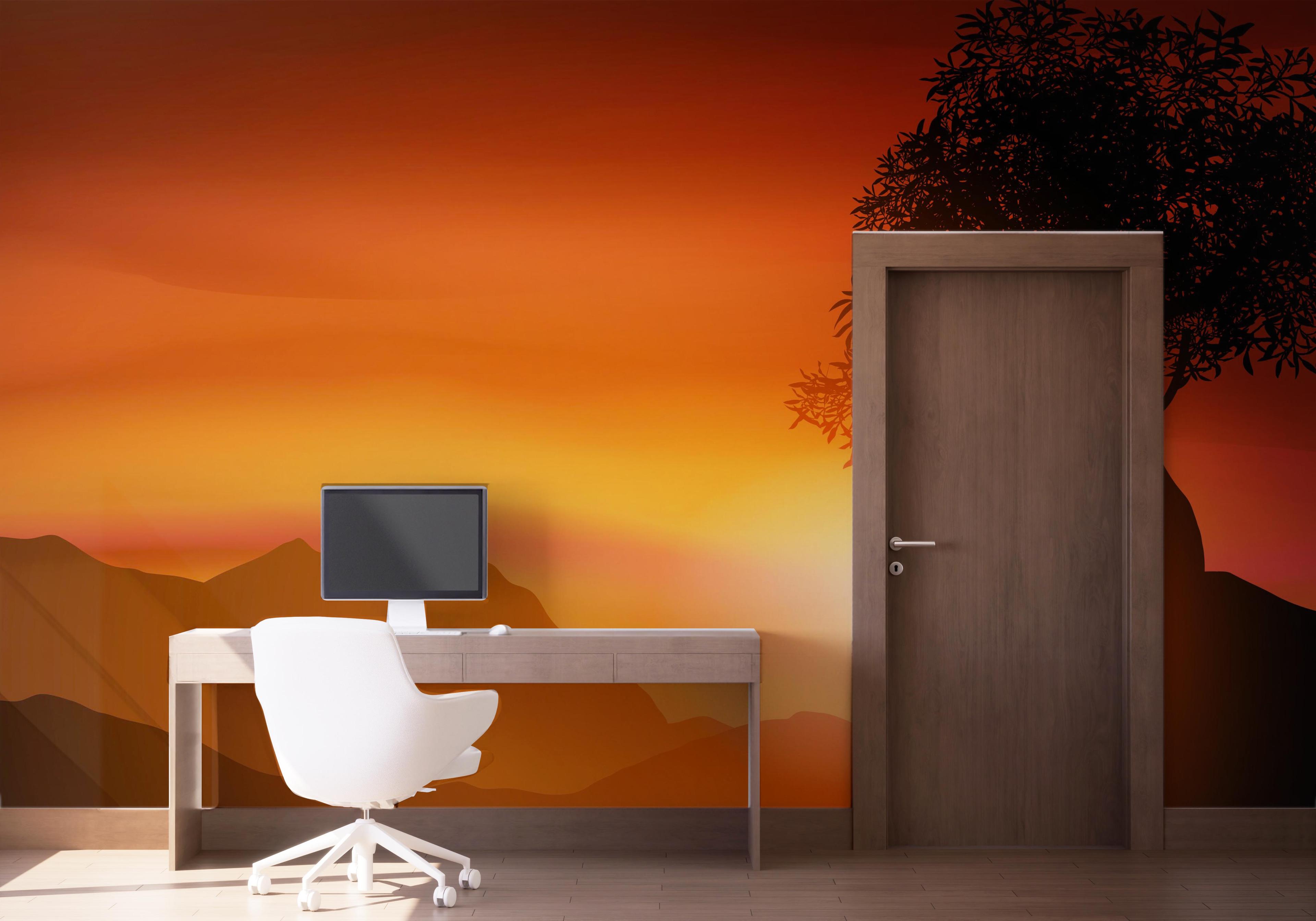 Fototapet Sunset Red Glow mockup 1