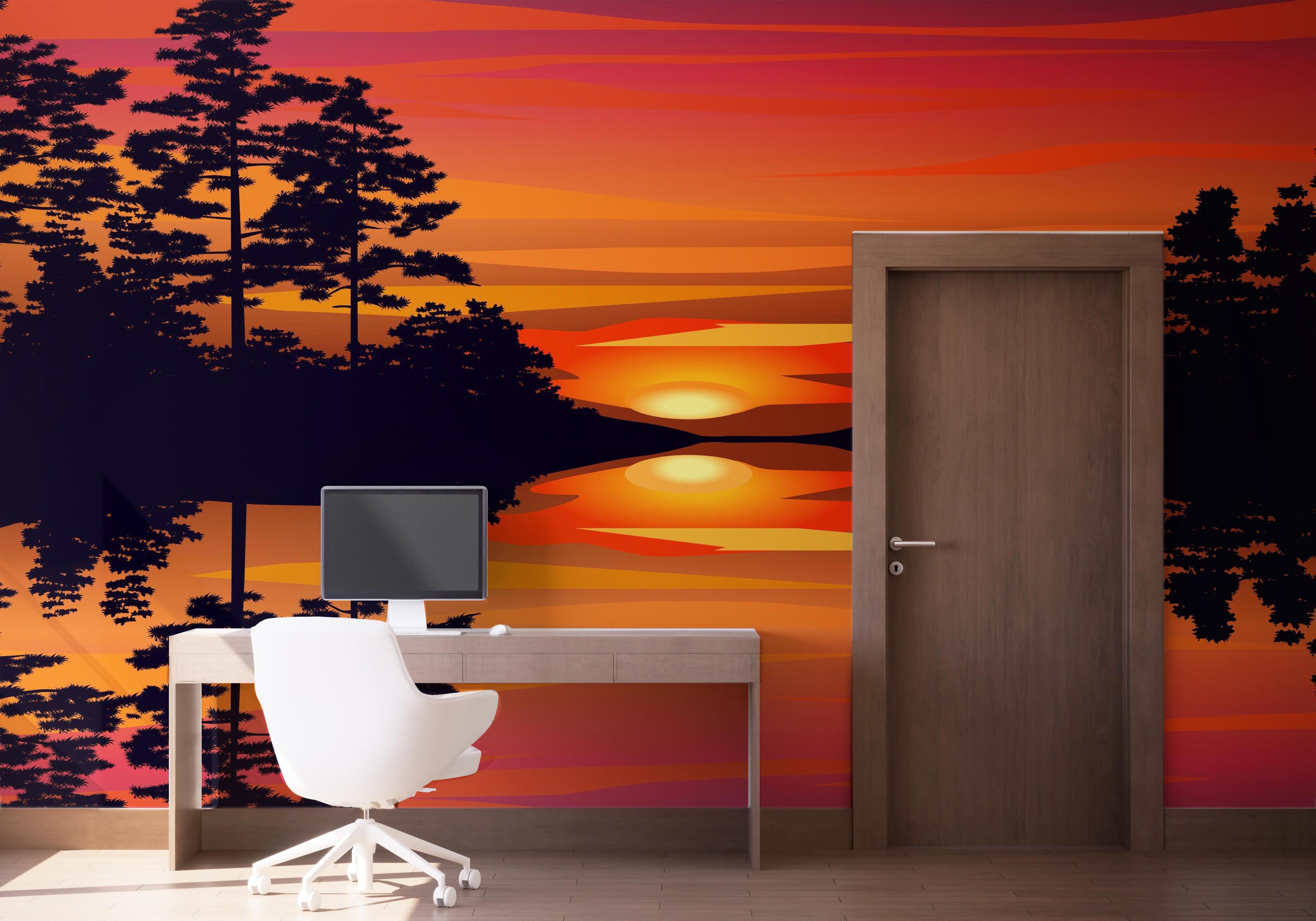 Fototapet Sunset Reflection Art mockup 1
