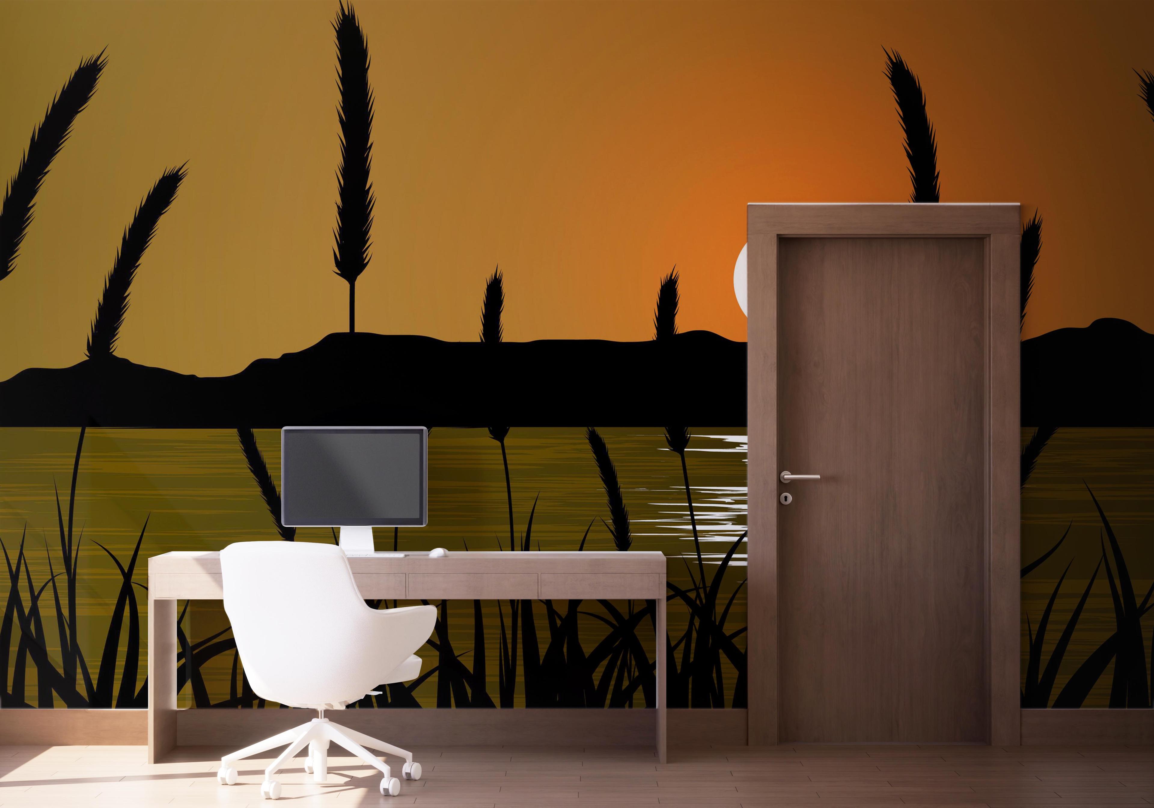 Fototapet Sunset River Plant mockup 1