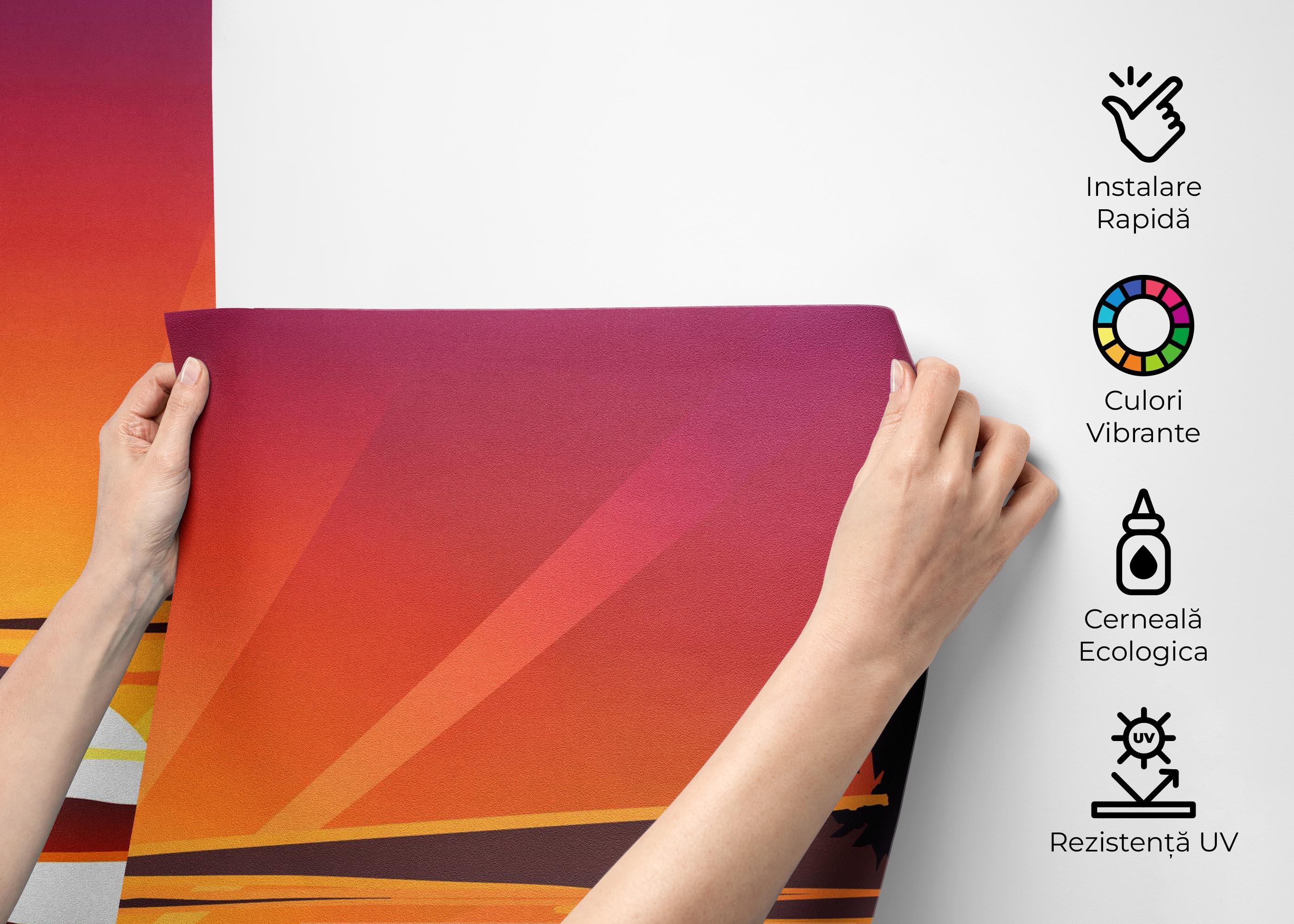 Fototapet Purple Sunrise Boat mockup 2