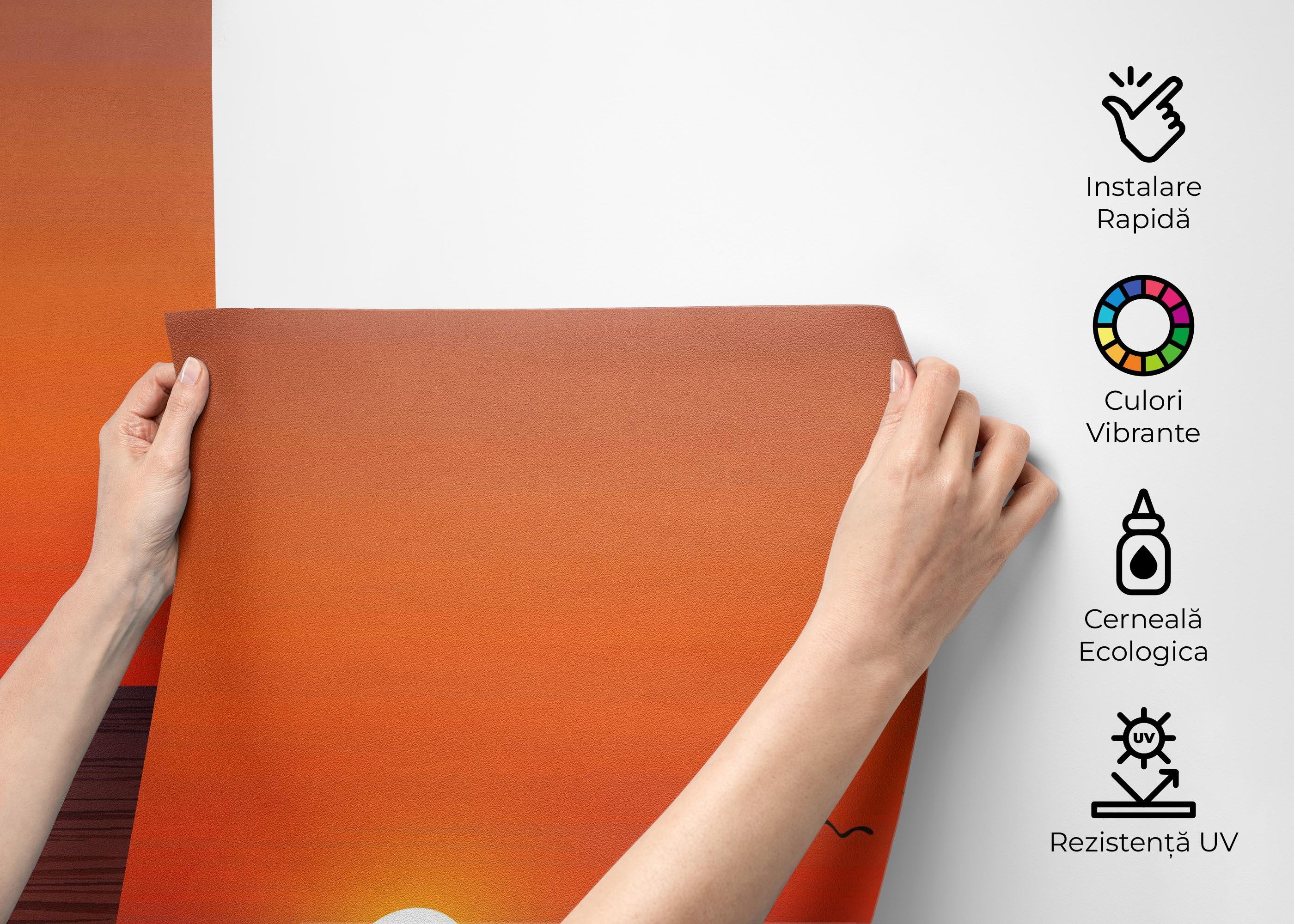 Fototapet Sunset Green Boat mockup 2