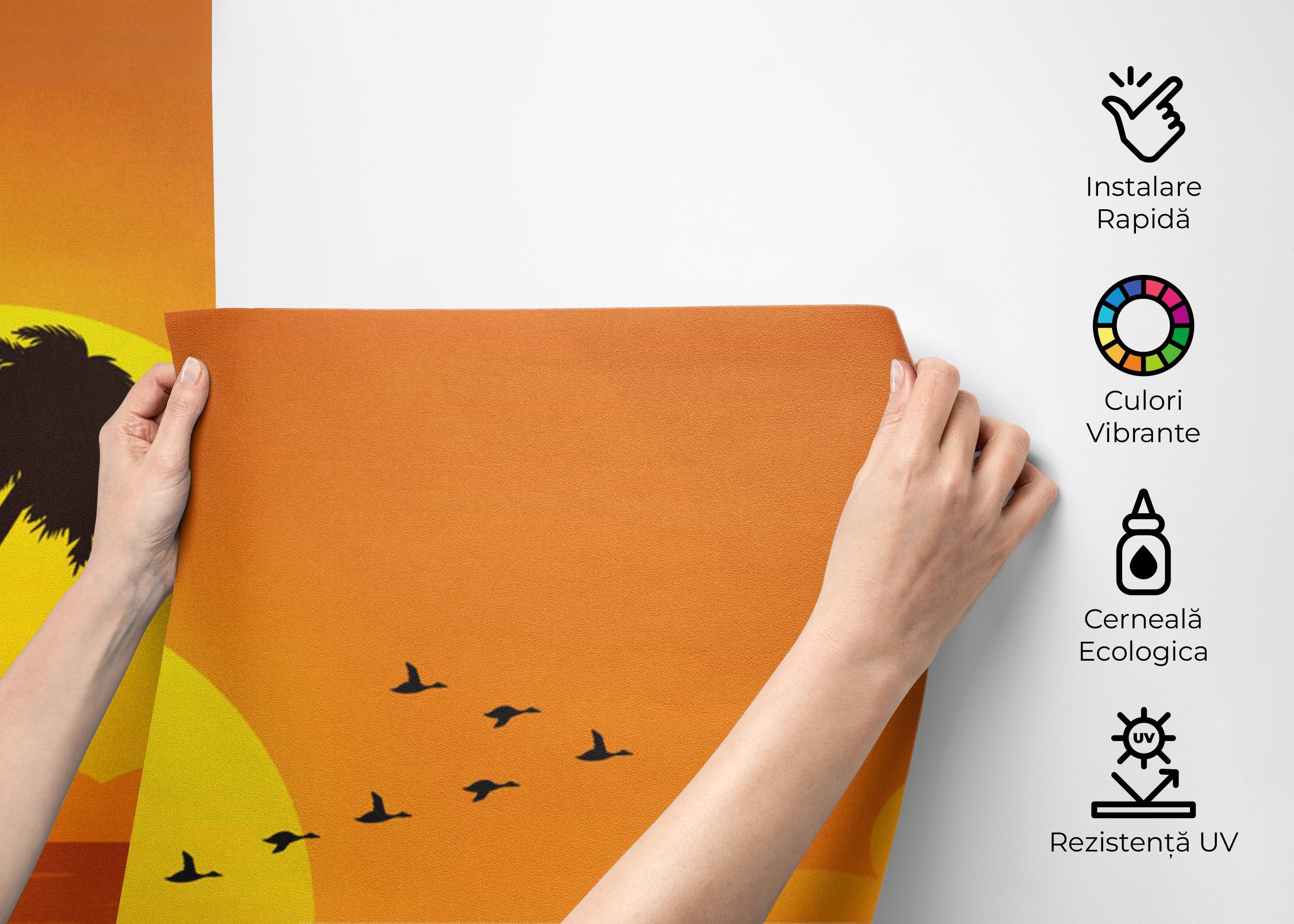 Fototapet Yellow Sunset Palm mockup 2