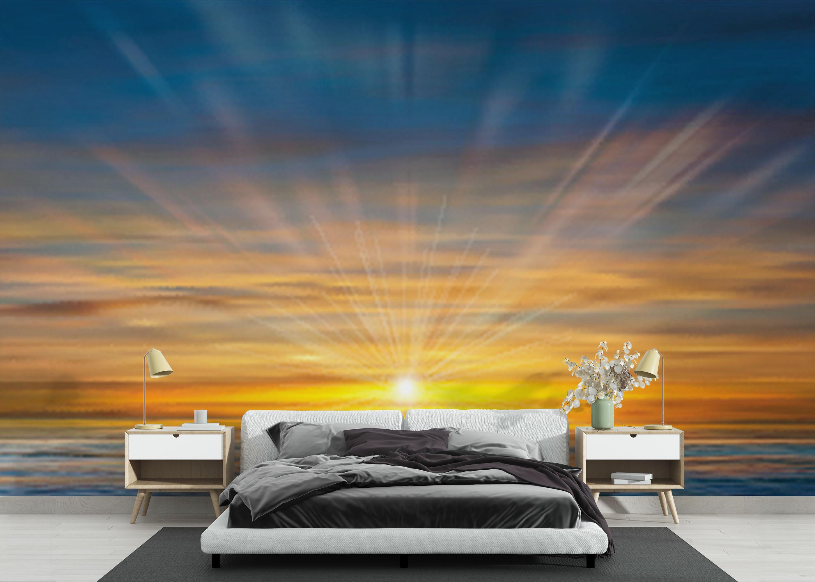 Fototapet Blue Sunset Ocean mockup 3