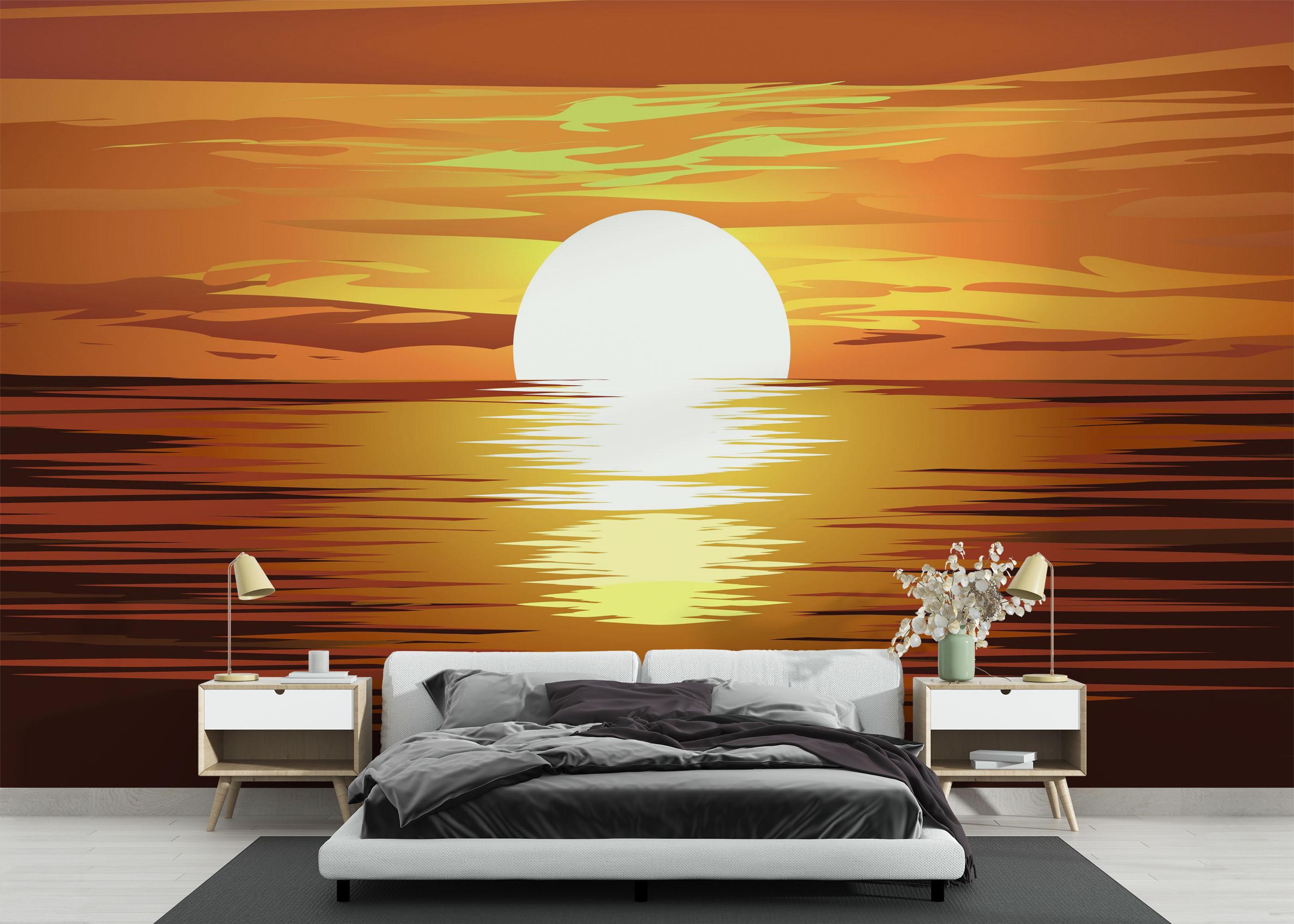 Fototapet Brown Sunset Ocean mockup 3