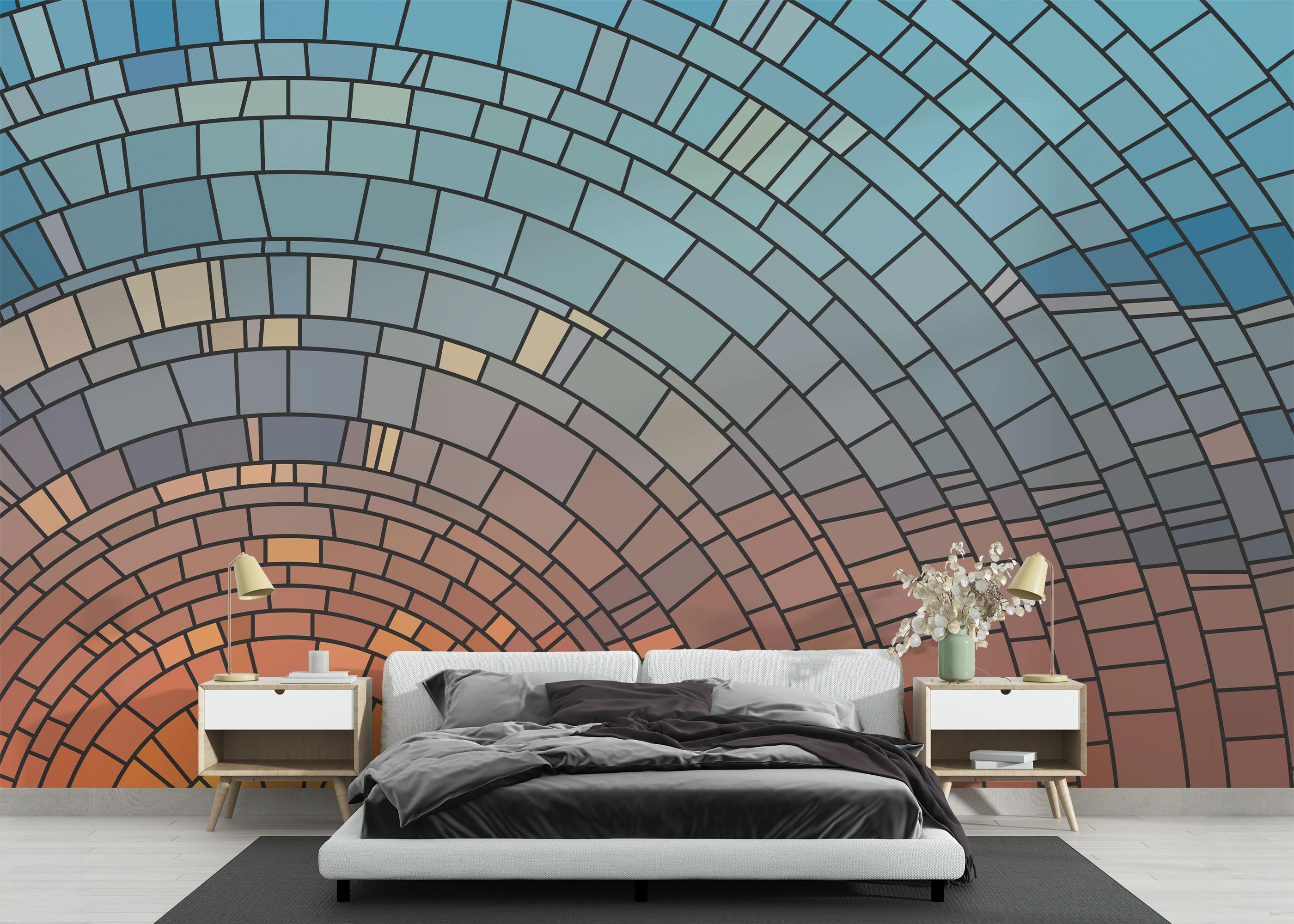 Fototapet Circle Glass Sunset mockup 3