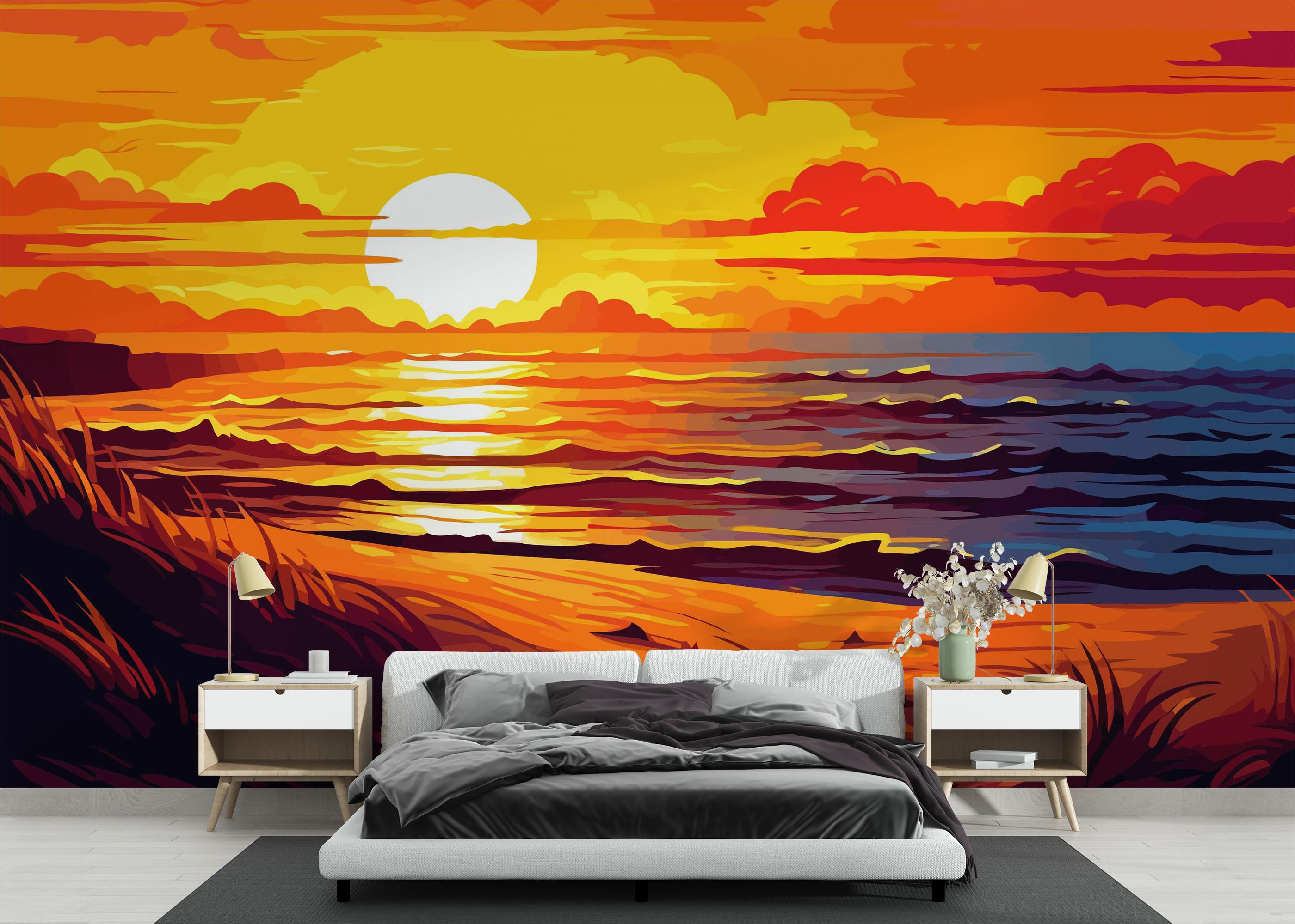 Fototapet Nice Sunset Cartoon mockup 3