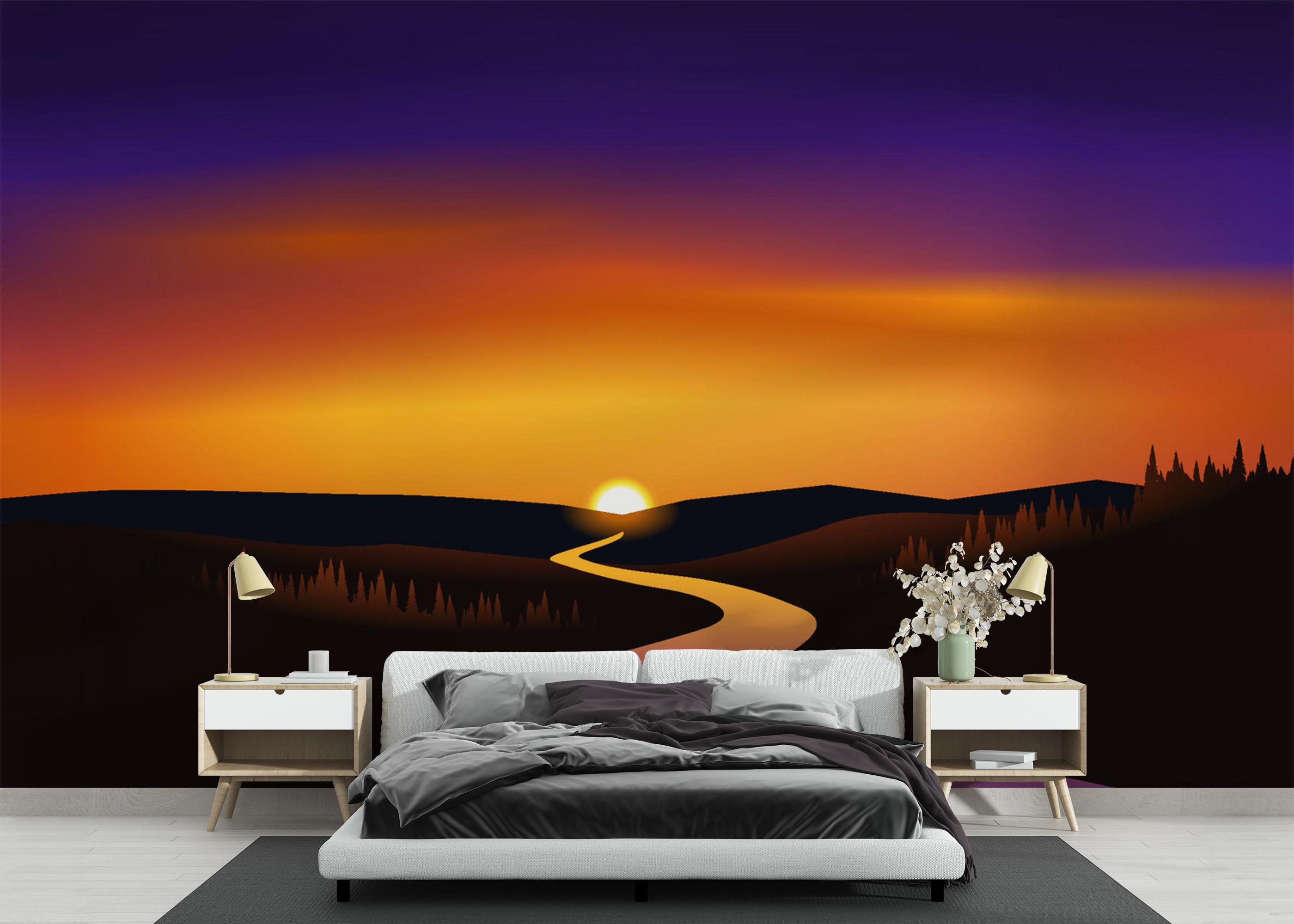 Fototapet Purple River Sunset mockup 3