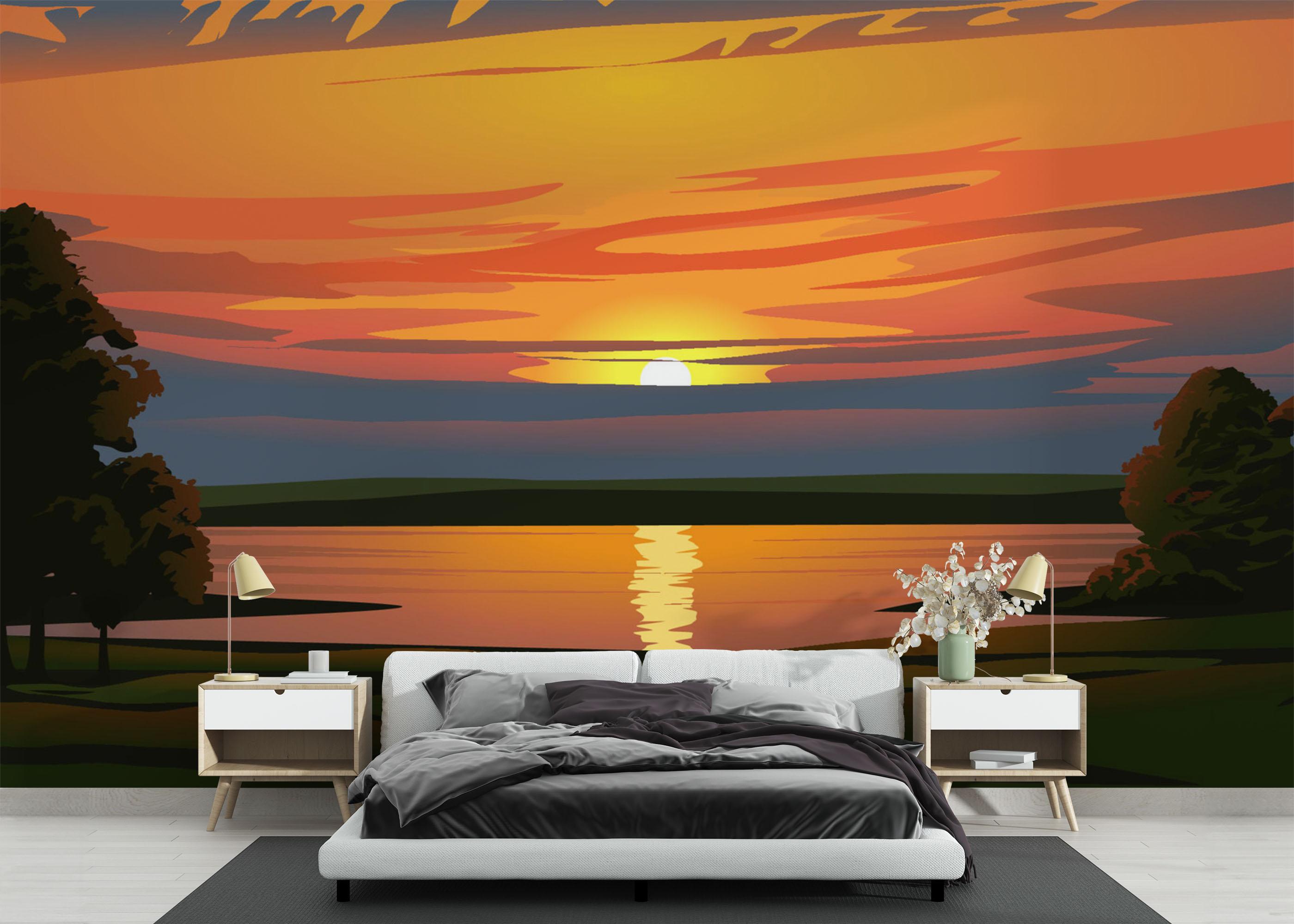 Fototapet Sunrise Green Tree mockup 3