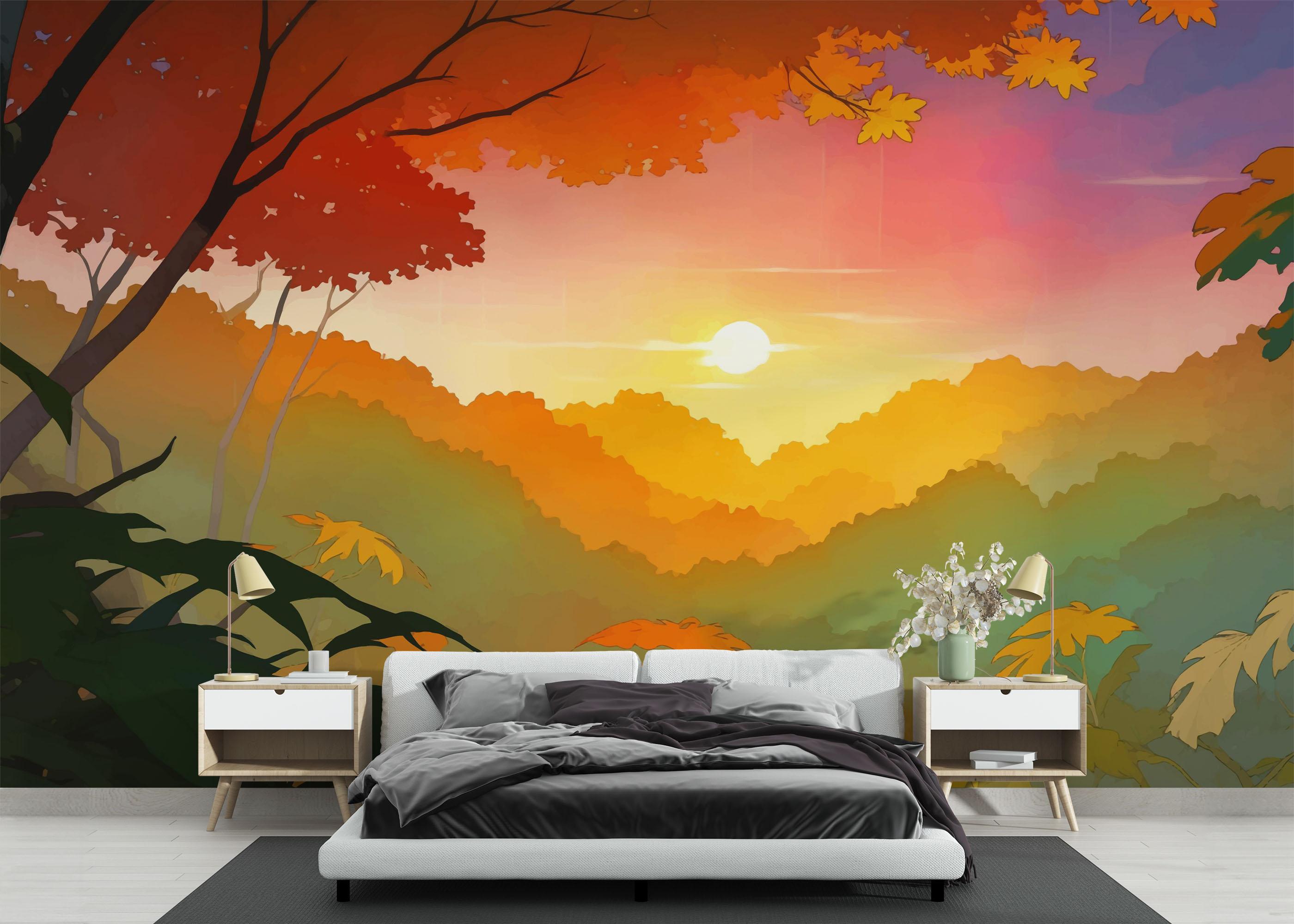 Fototapet Sunset Autumn View mockup 3