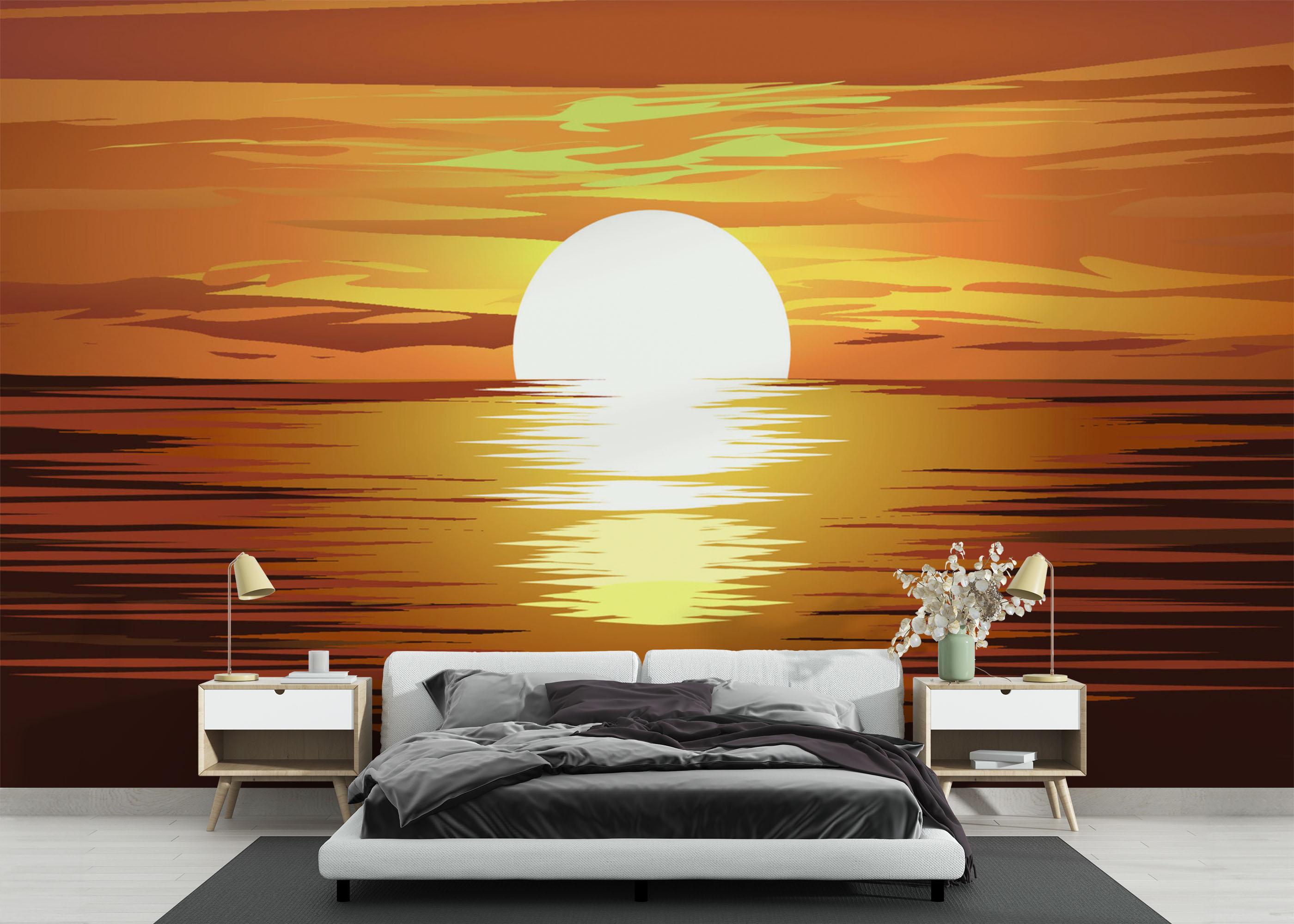 Fototapet Sunset Brown Ocean mockup 3