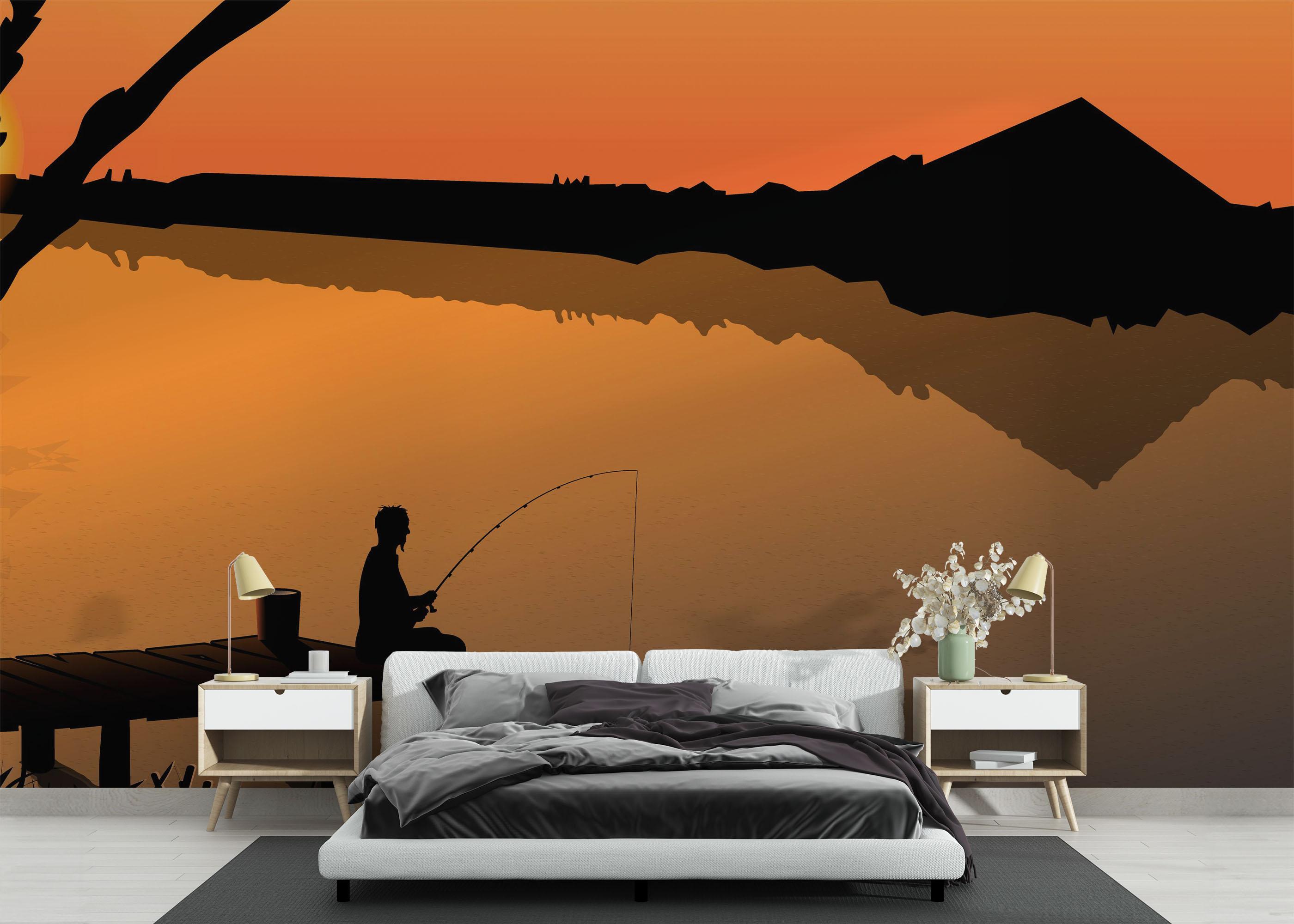 Fototapet Sunset Fisherman mockup 3