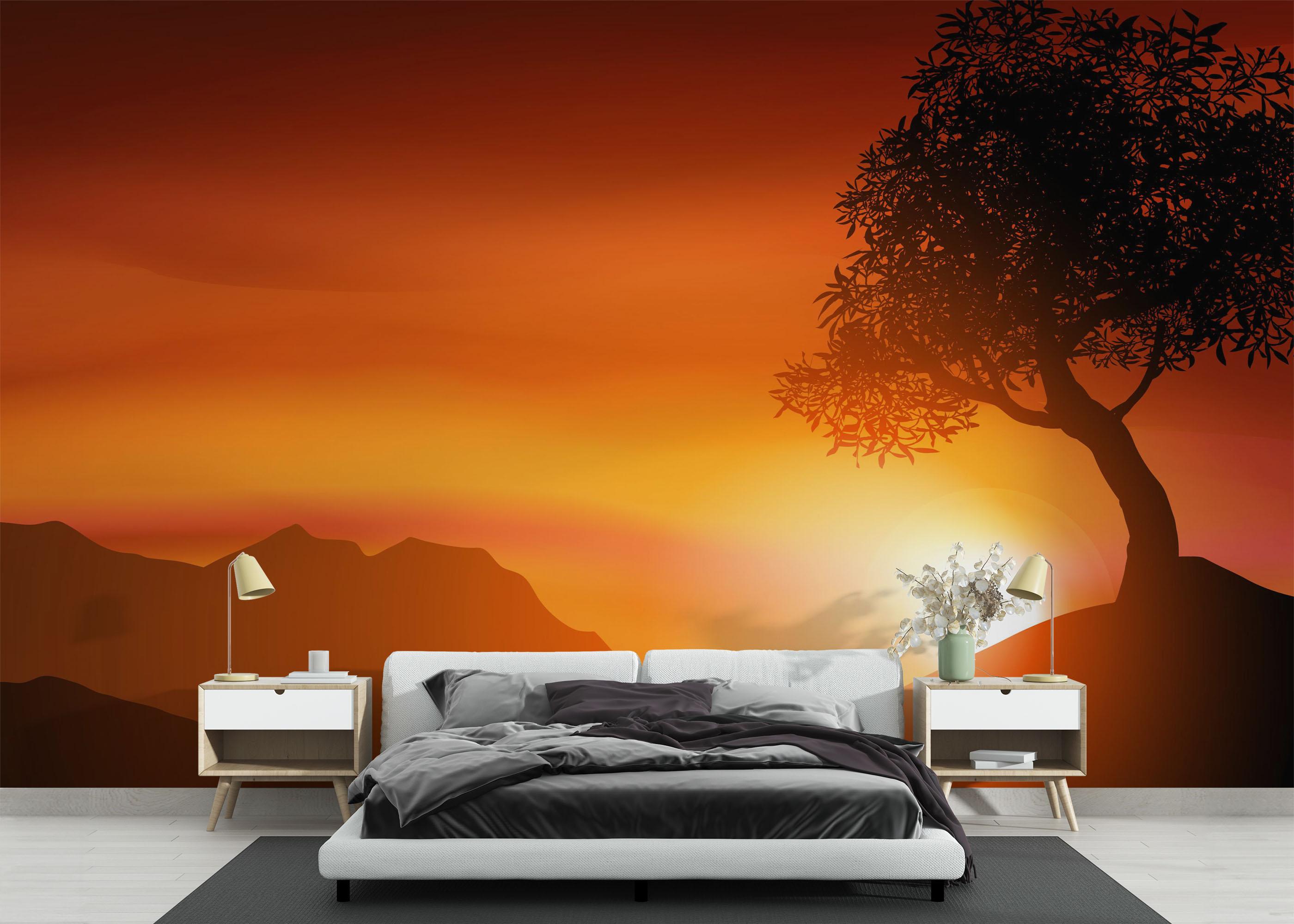 Fototapet Sunset Red Glow mockup 3