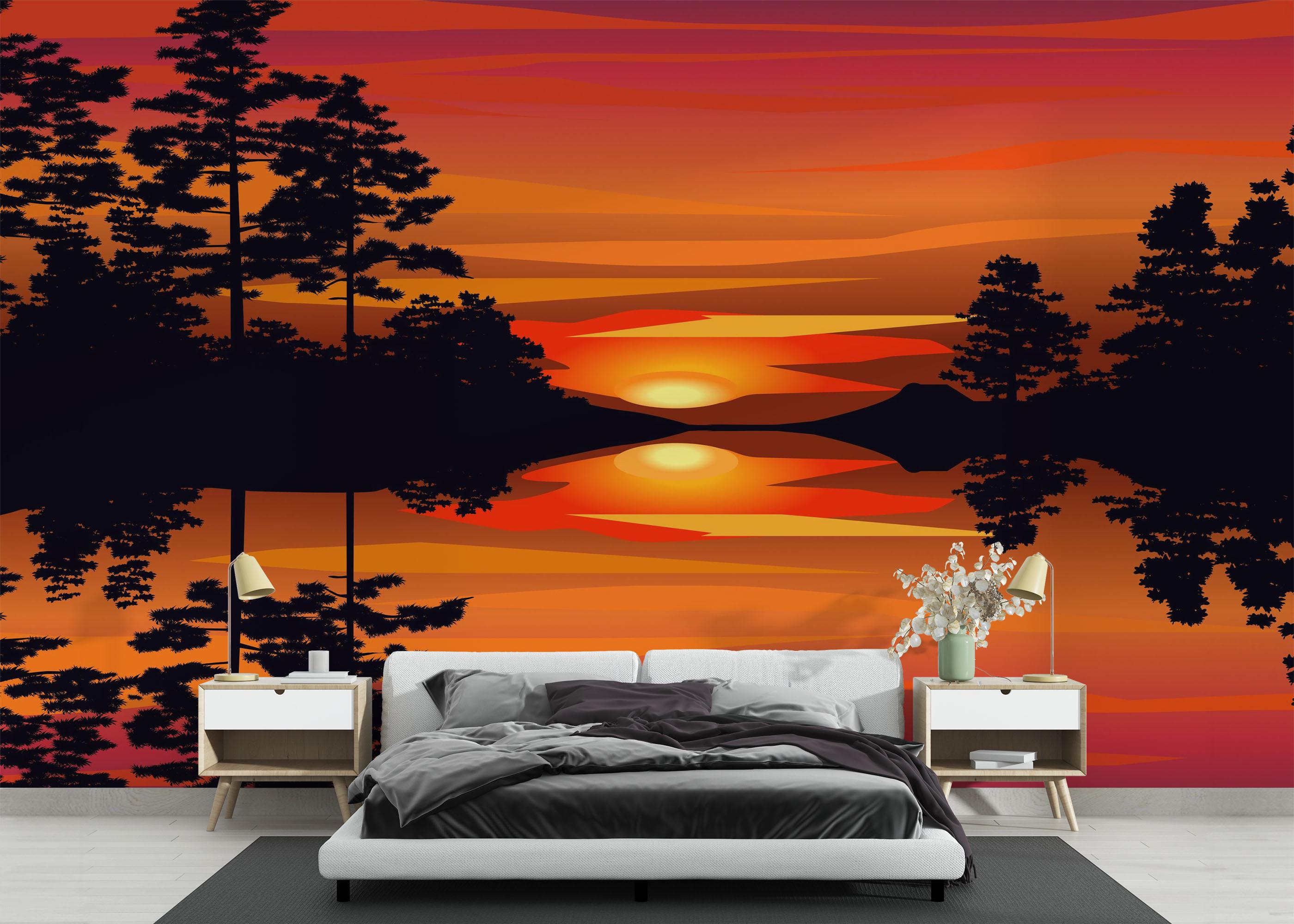 Fototapet Sunset Reflection Art mockup 3