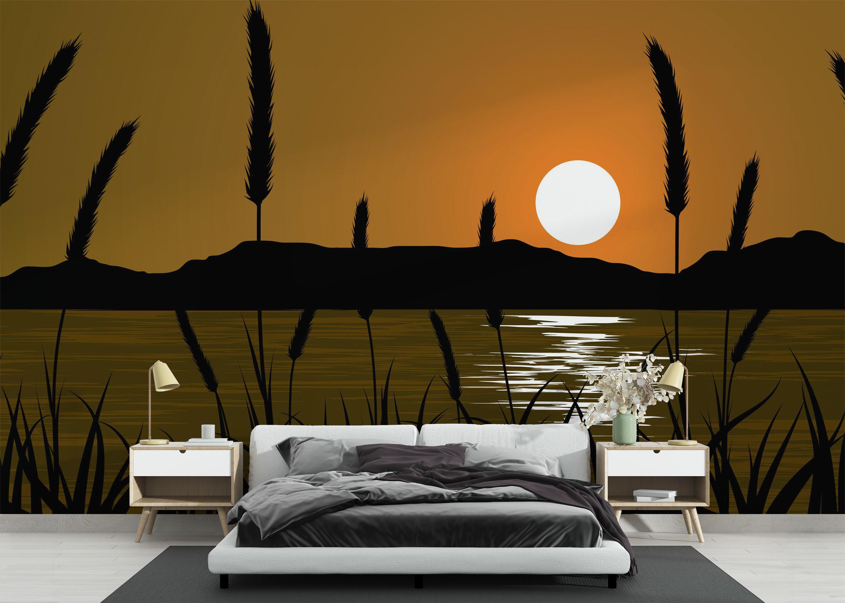 Fototapet Sunset River Plant mockup 3