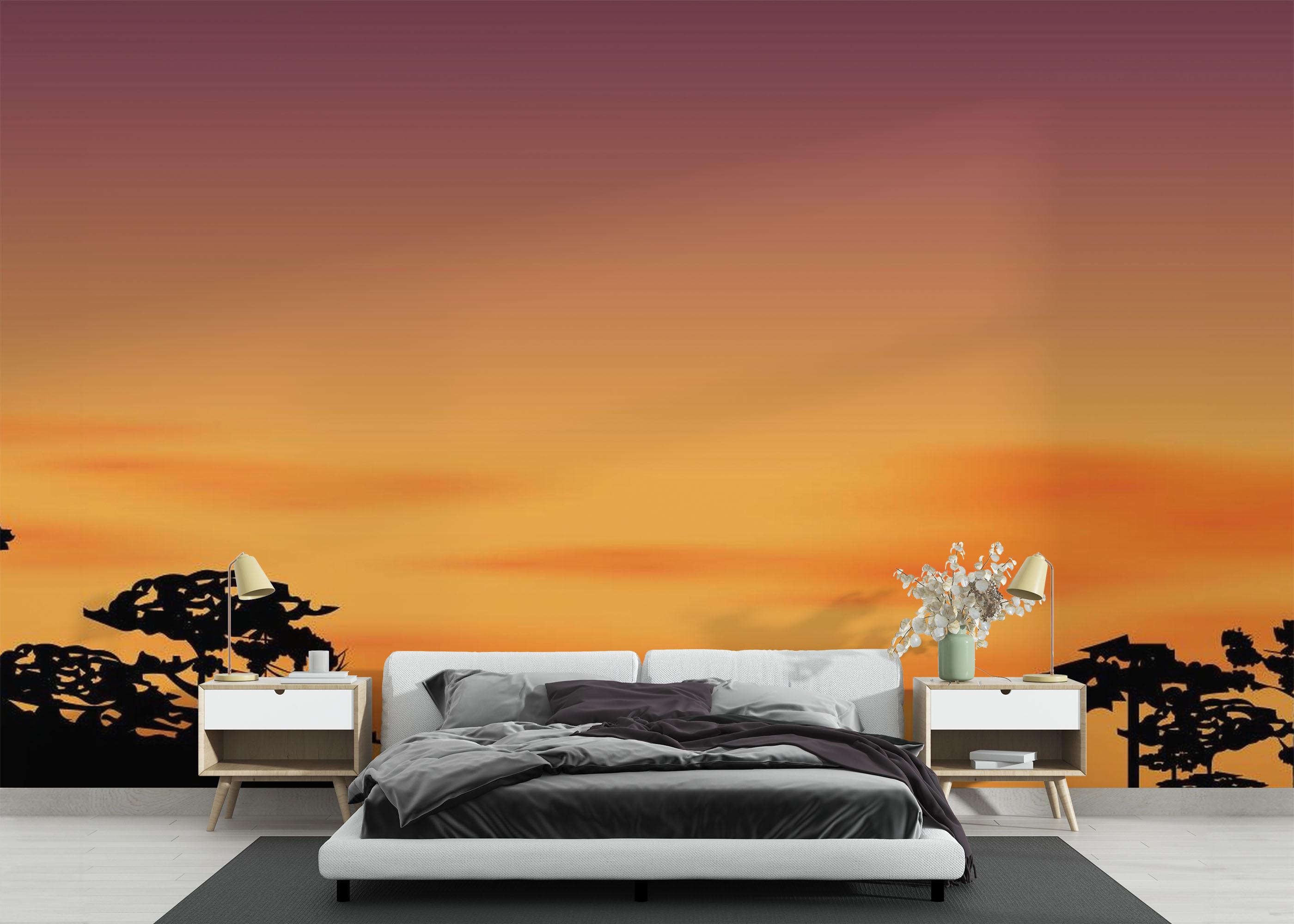 Fototapet Sunset Tree Hill mockup 3