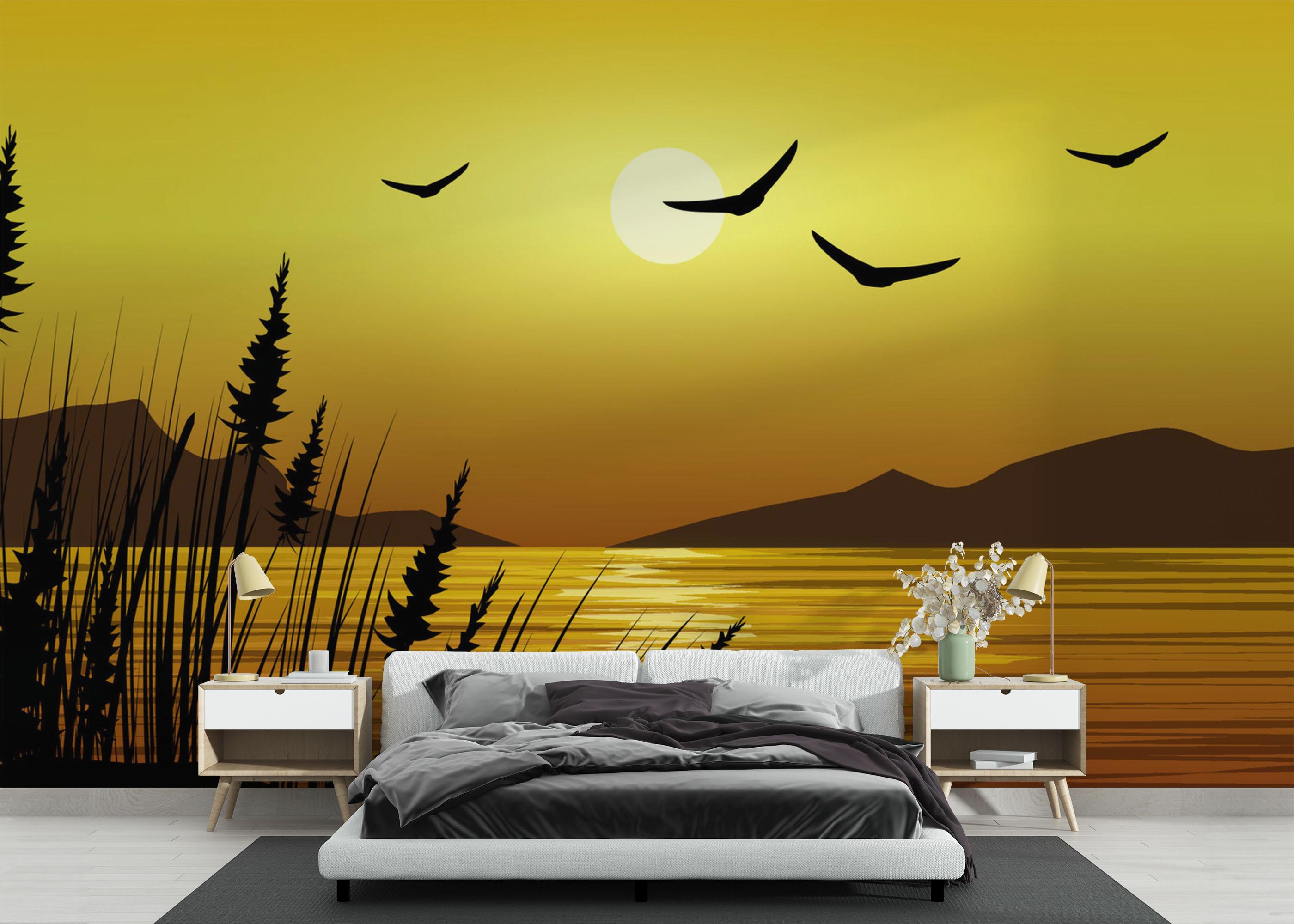 Fototapet Yellow Sky Plant mockup 3